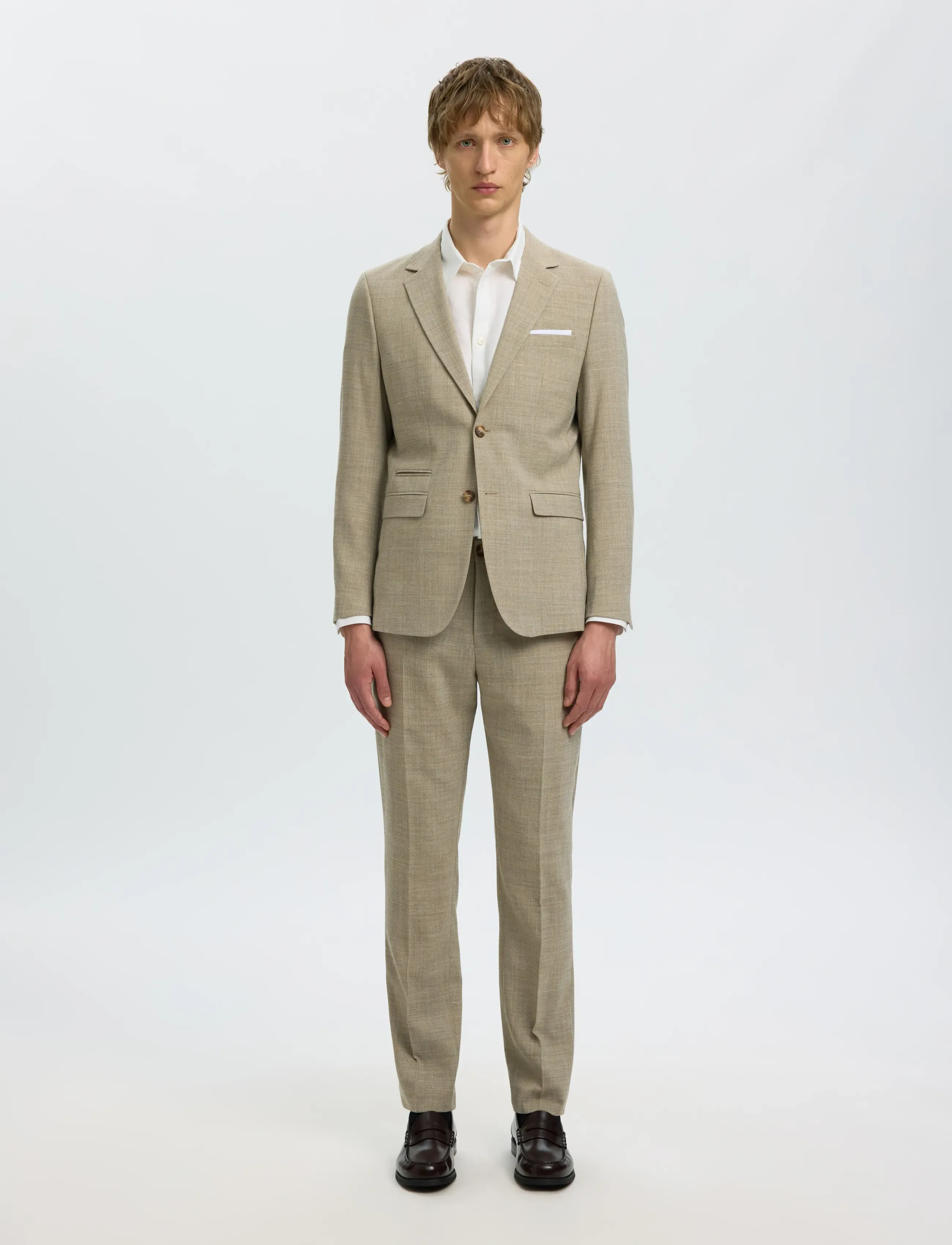 Selected - SLMSLIM-OASIS LINEN BLZ NOOS - enkeltradede blazere - sand - 3