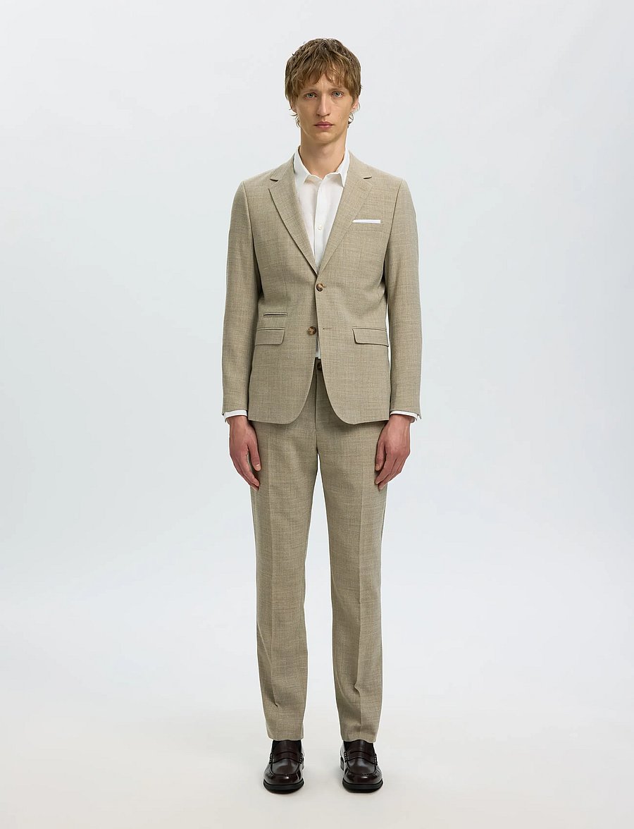 Selected - SLMSLIM-OASIS LINEN BLZ NOOS - enkeltradede blazere - sand - 3