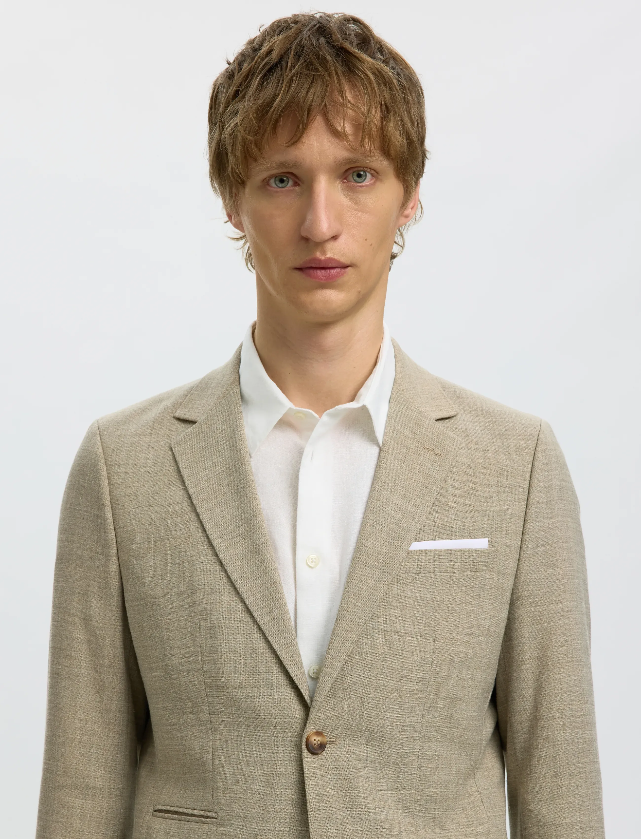 Selected - SLMSLIM-OASIS LINEN BLZ NOOS - enkeltradede blazere - sand - 4