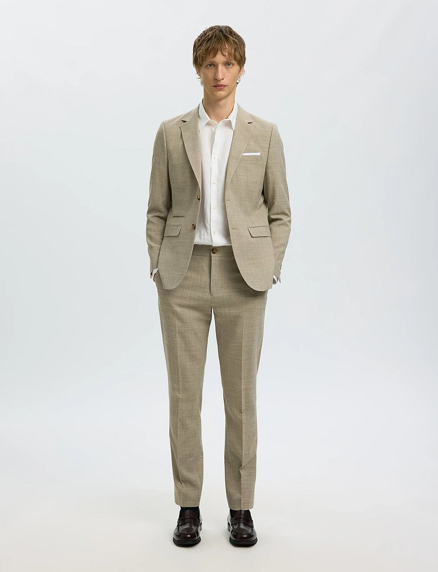 Selected - SLMSLIM-OASIS LINEN BLZ NOOS - enkeltradede blazere - sand - 5
