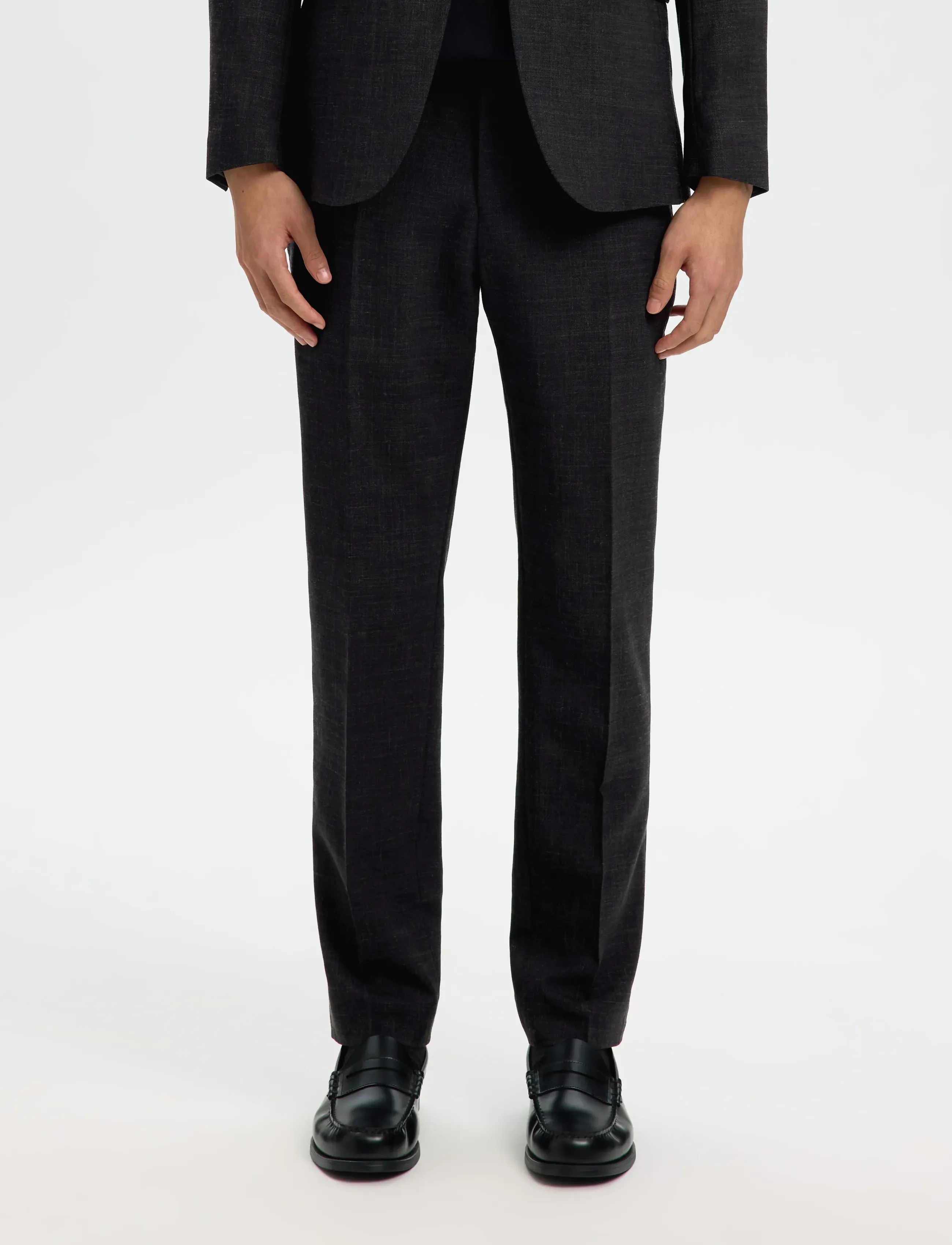 Selected SLMSLIM-OASIS LINEN TRS NOOS - Püksid - BLACK / black