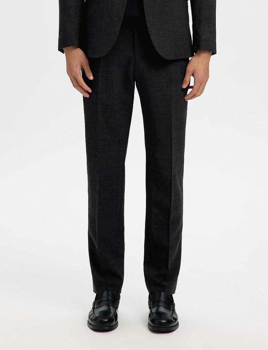 Selected - SLMSLIM-OASIS LINEN TRS NOOS - jakkesætbukser i hør - black - 0