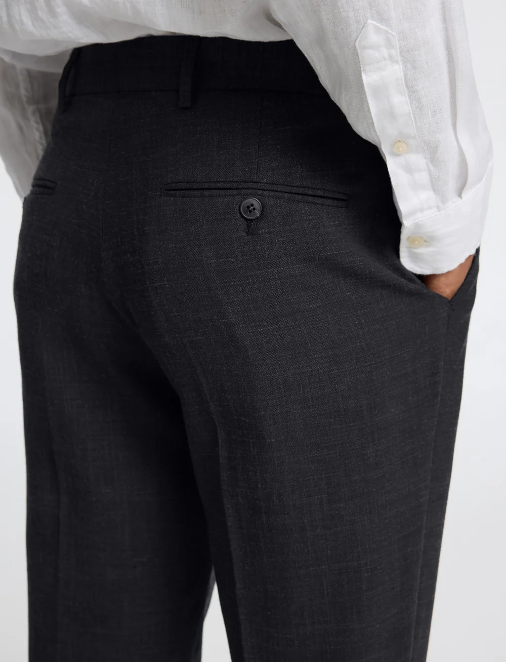 Selected - SLHSLIM-OASIS LINEN TRS NOOS - pantalons en lin - black - 3