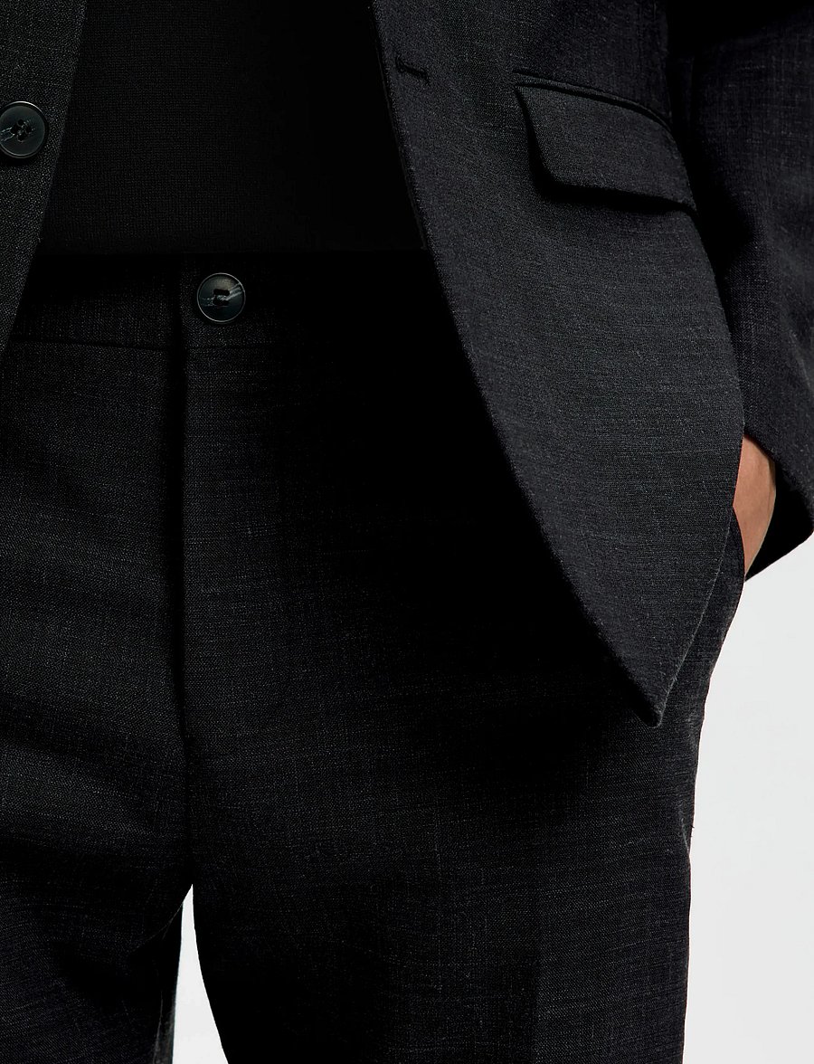 Selected - SLMSLIM-OASIS LINEN TRS NOOS - jakkesætbukser i hør - black - 4