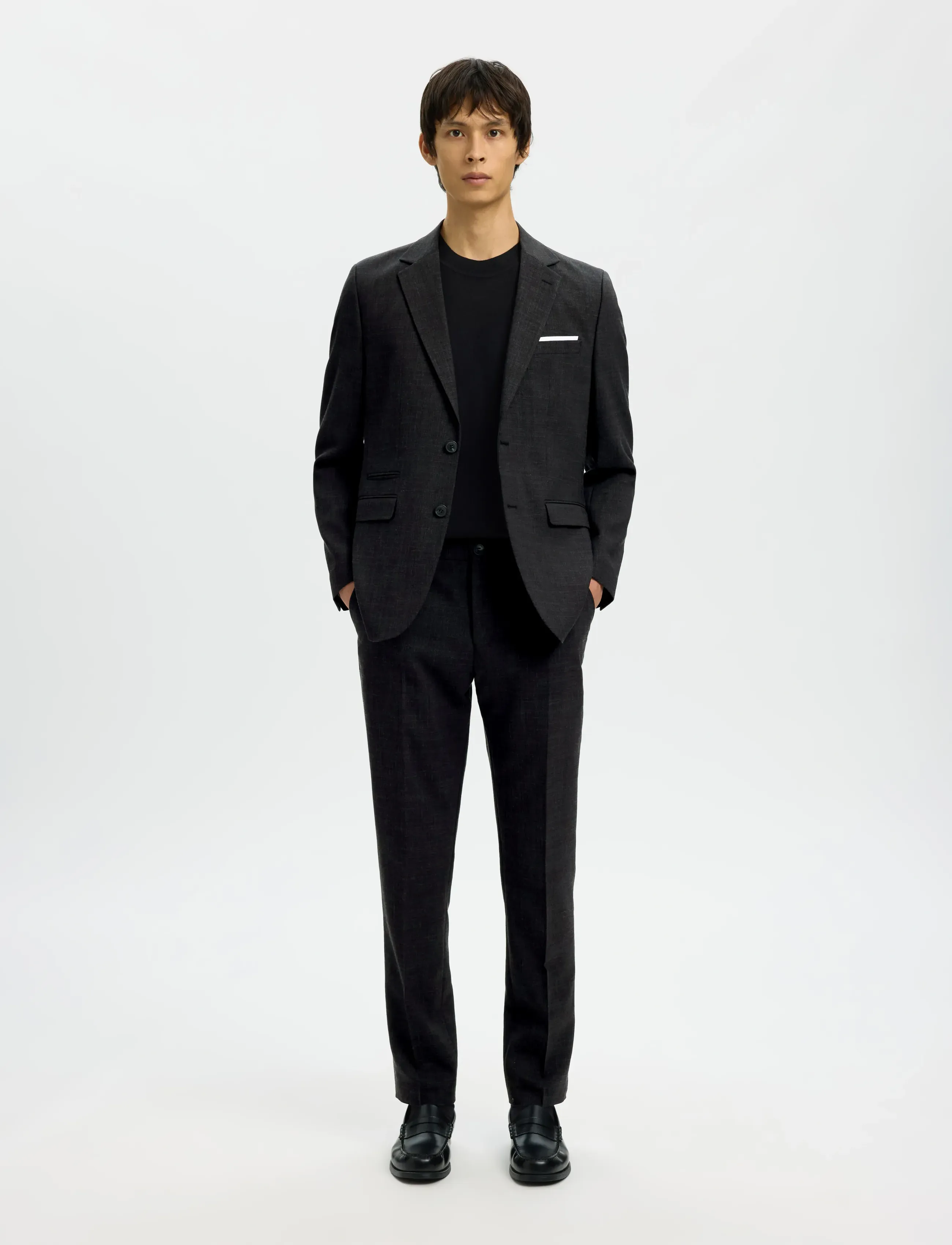 Selected - SLMSLIM-OASIS LINEN TRS NOOS - jakkesætbukser i hør - black - 5
