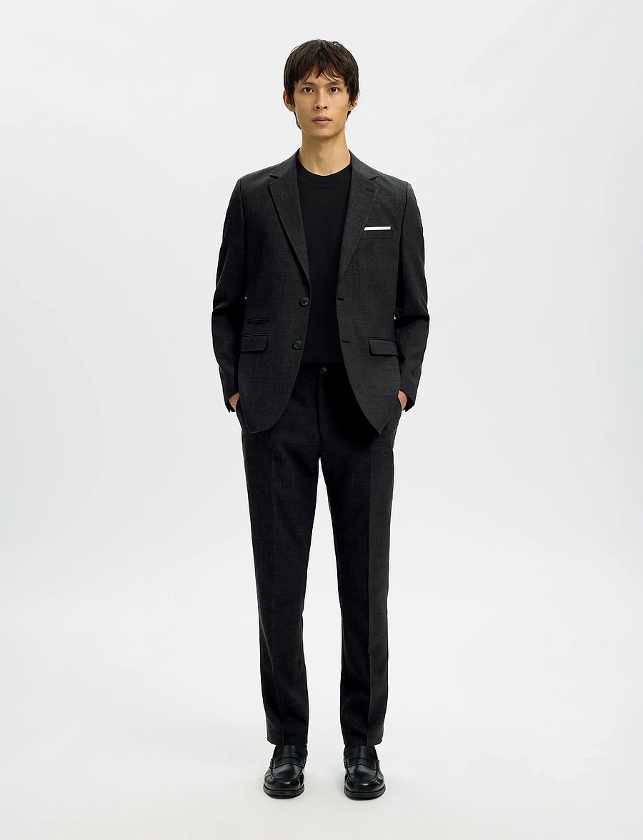 Selected - SLMSLIM-OASIS LINEN TRS NOOS - jakkesætbukser i hør - black - 5