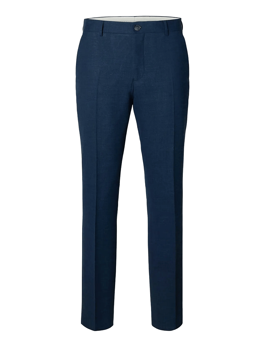 Selected - SLMSLIM-OASIS LINEN TRS NOOS - jakkesætbukser i hør - dark navy - 1