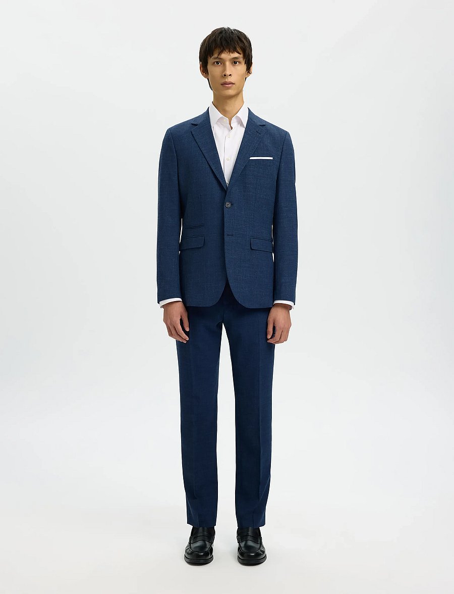 Selected - SLMSLIM-OASIS LINEN TRS NOOS - jakkesætbukser i hør - dark navy - 4