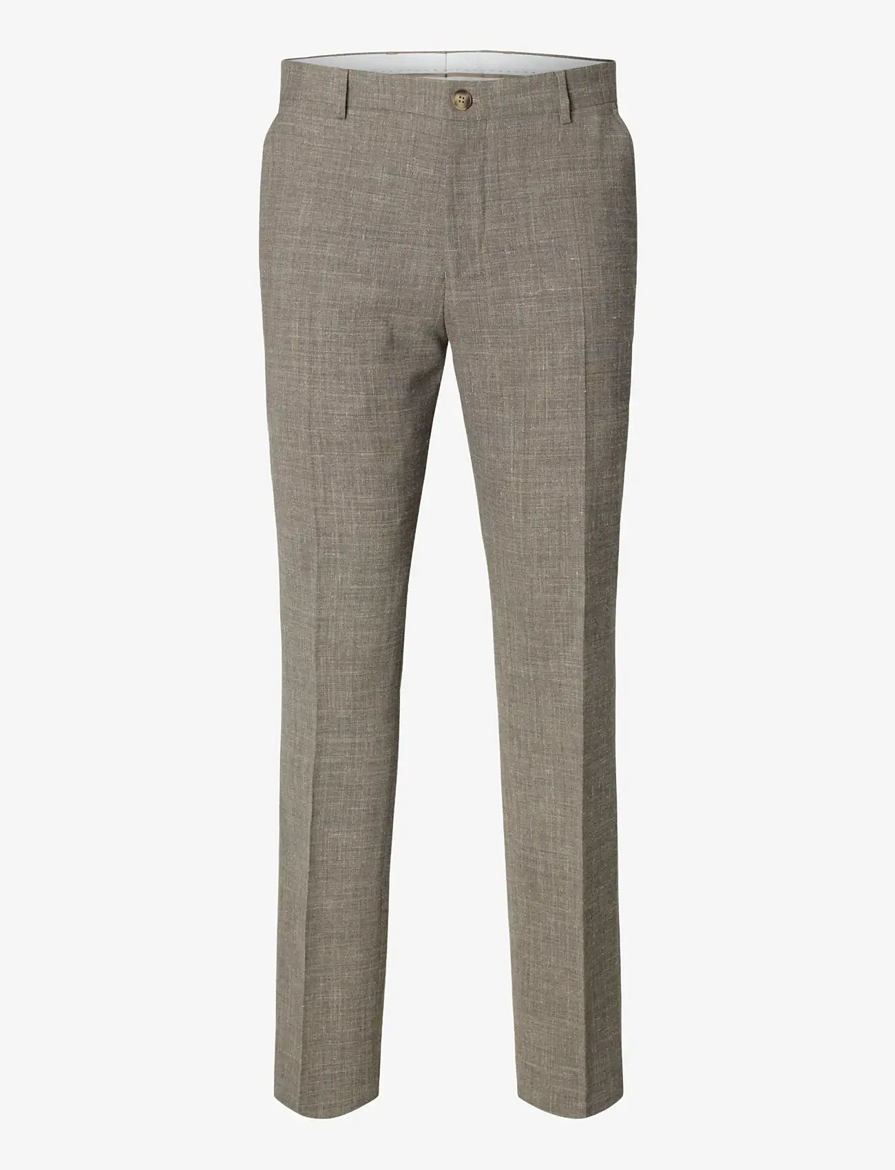 Selected - SLMSLIM-OASIS LINEN TRS NOOS - lina uzvalka bikses - dark sand melange - 1