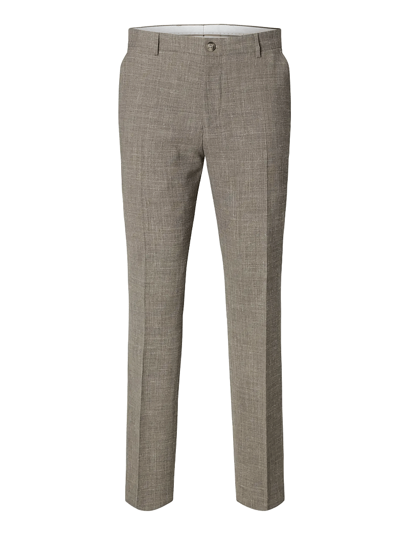 Selected - SLMSLIM-OASIS LINEN TRS NOOS - lina uzvalka bikses - dark sand melange - 1