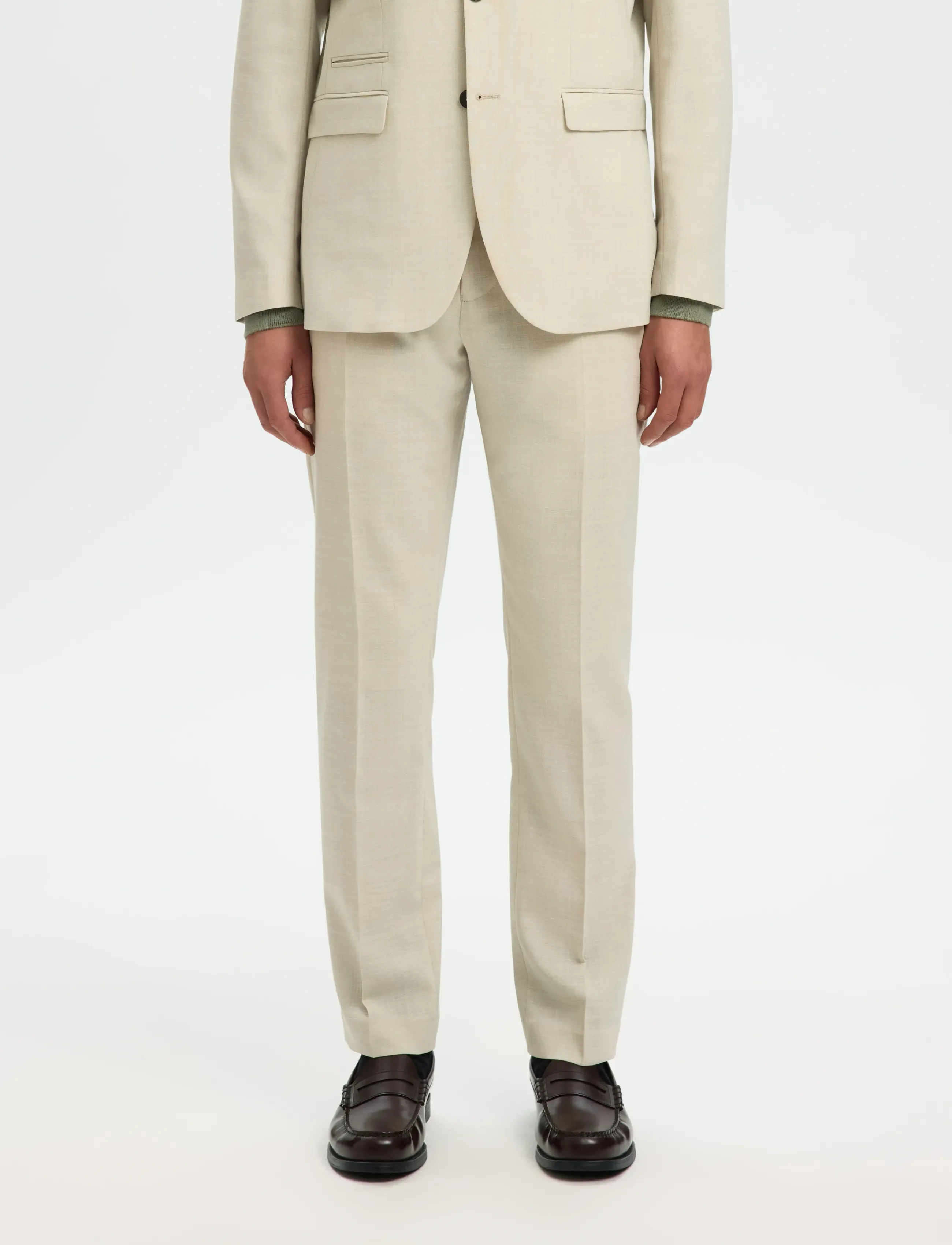 Selected SLMSLIM-OASIS LINEN TRS NOOS - Tøj - EGRET / cream