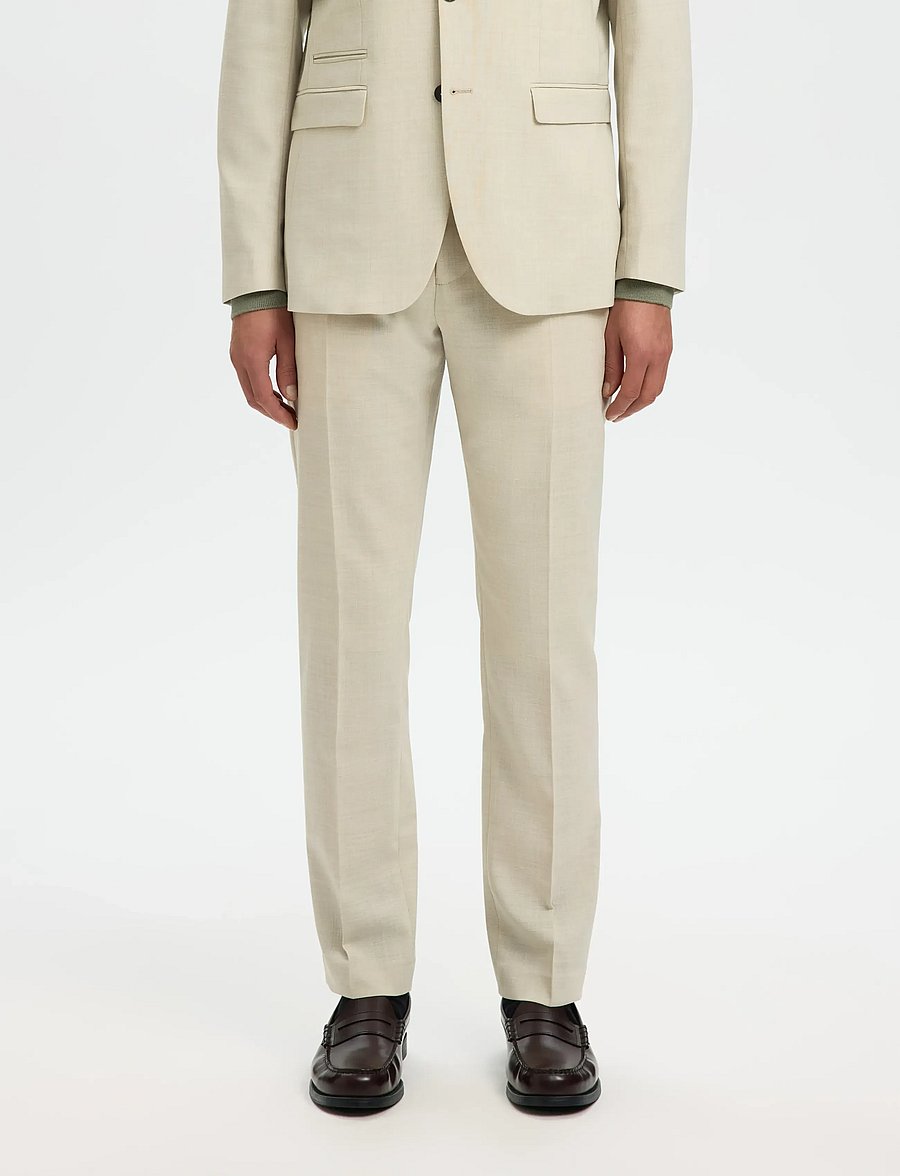 Selected - SLMSLIM-OASIS LINEN TRS NOOS - jakkesætbukser i hør - egret - 0