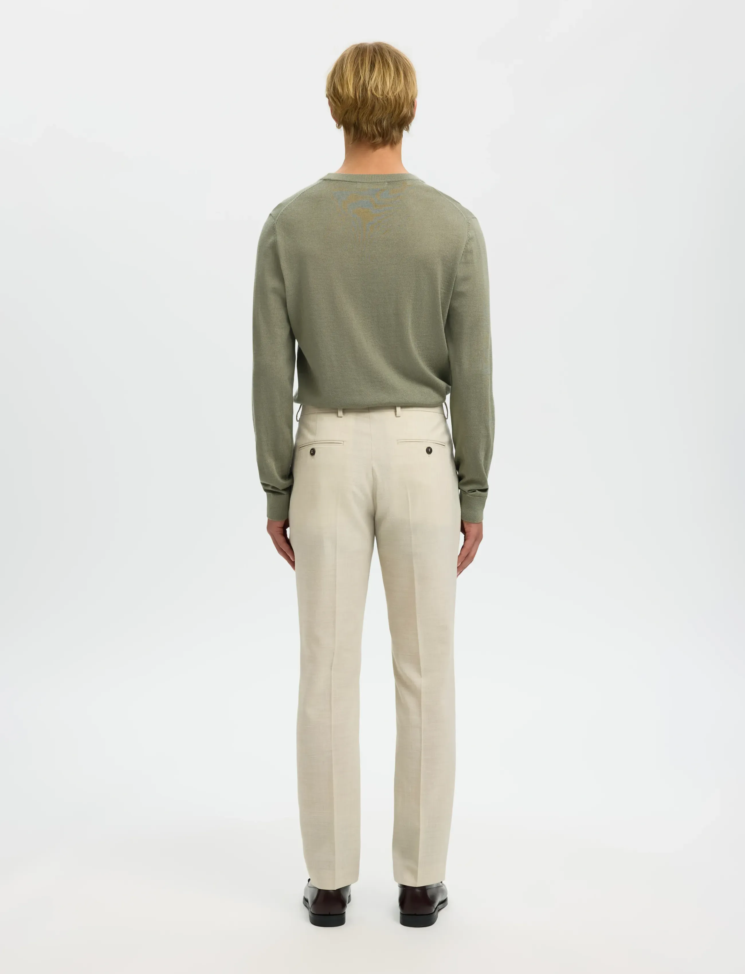 Selected - SLMSLIM-OASIS LINEN TRS NOOS - jakkesætbukser i hør - egret - 2