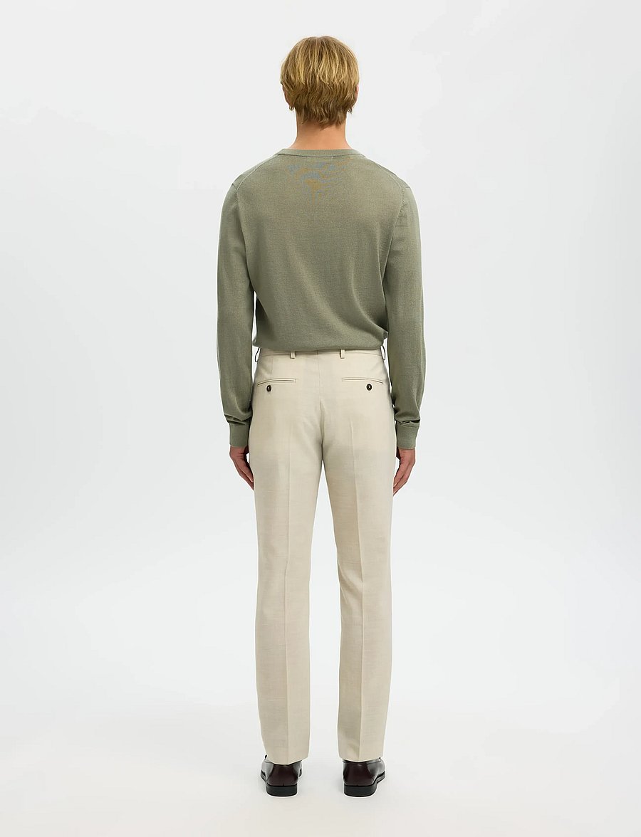 Selected - SLMSLIM-OASIS LINEN TRS NOOS - jakkesætbukser i hør - egret - 2