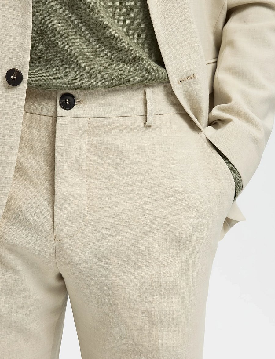 Selected - SLMSLIM-OASIS LINEN TRS NOOS - jakkesætbukser i hør - egret - 4