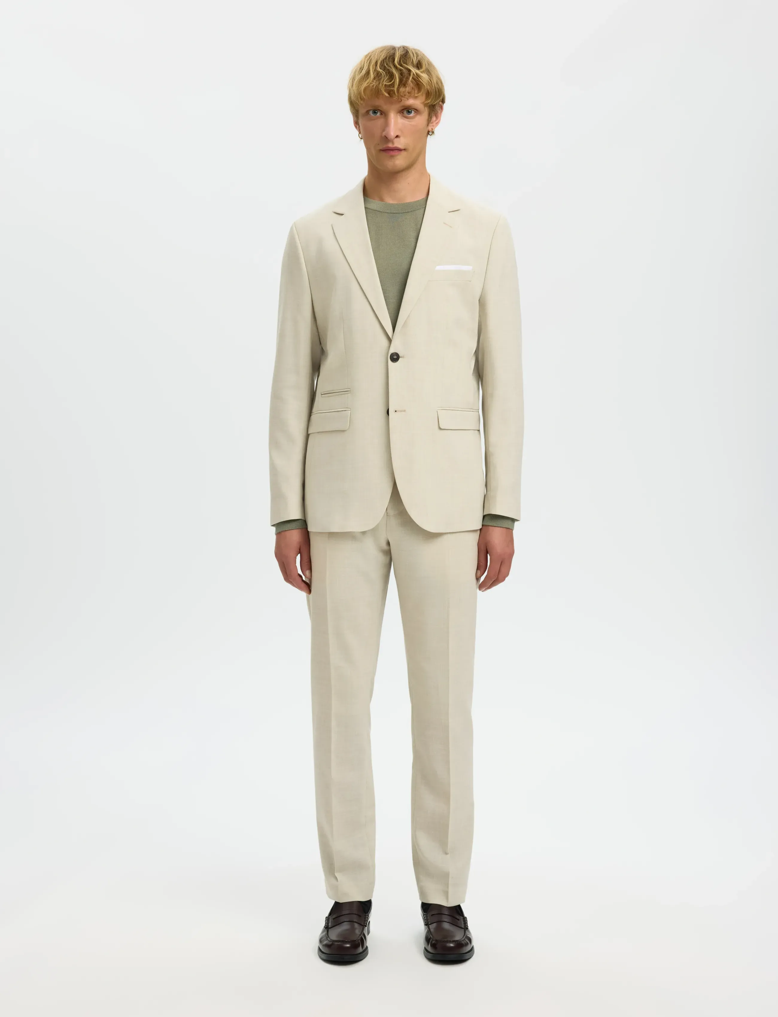 Selected - SLMSLIM-OASIS LINEN TRS NOOS - jakkesætbukser i hør - egret - 5