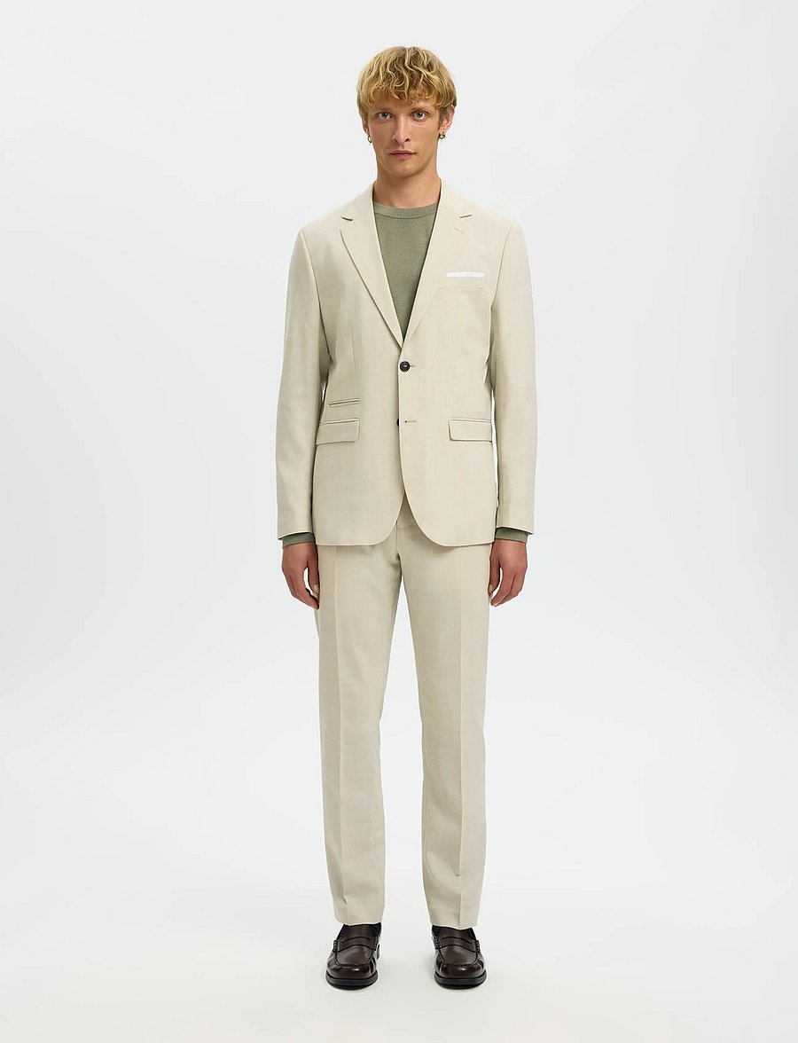Selected - SLMSLIM-OASIS LINEN TRS NOOS - jakkesætbukser i hør - egret - 5