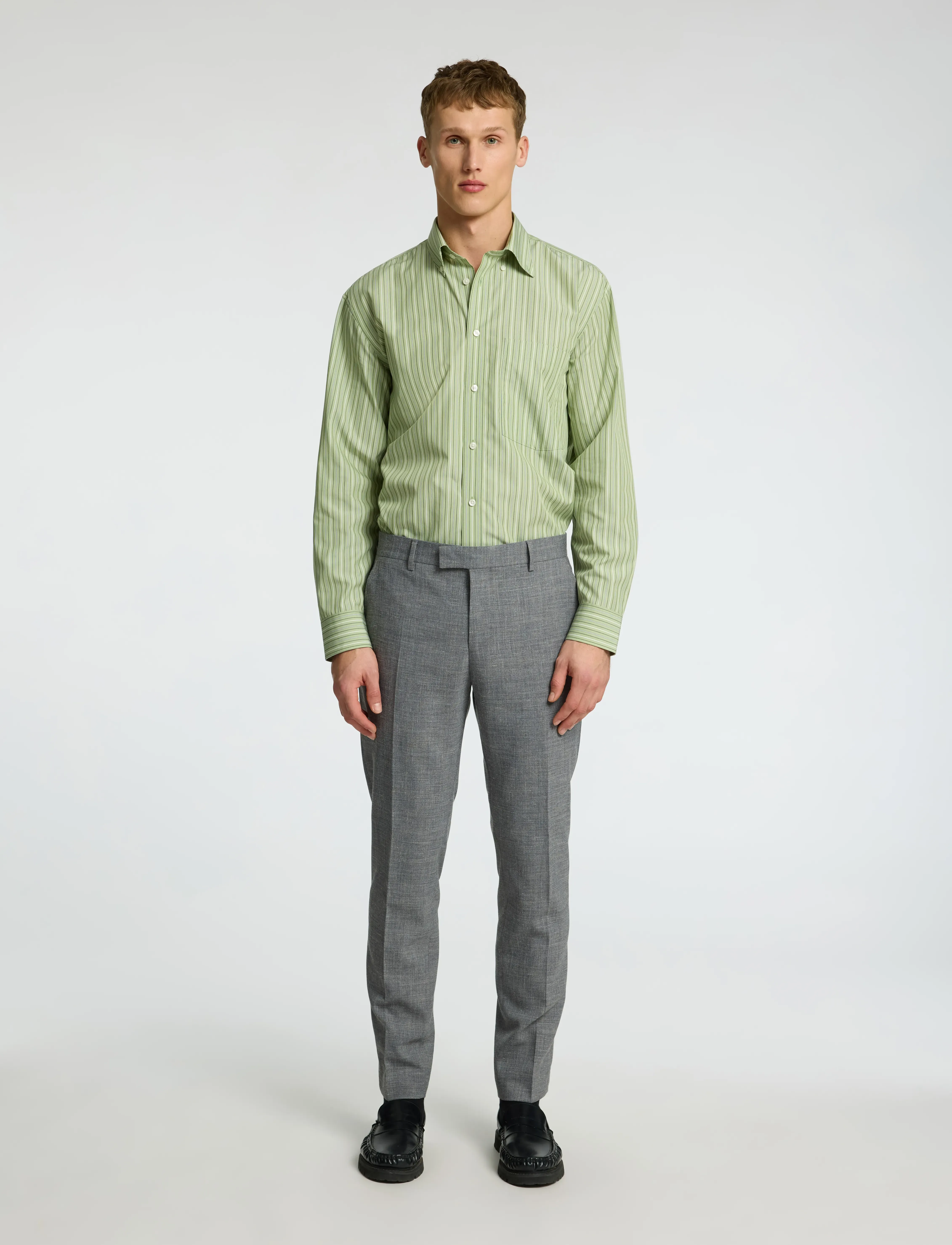 Selected Slmslim-Oasis Linen Trs Noos, 46, Grey, Bukser > Formelle Bukser, Herre