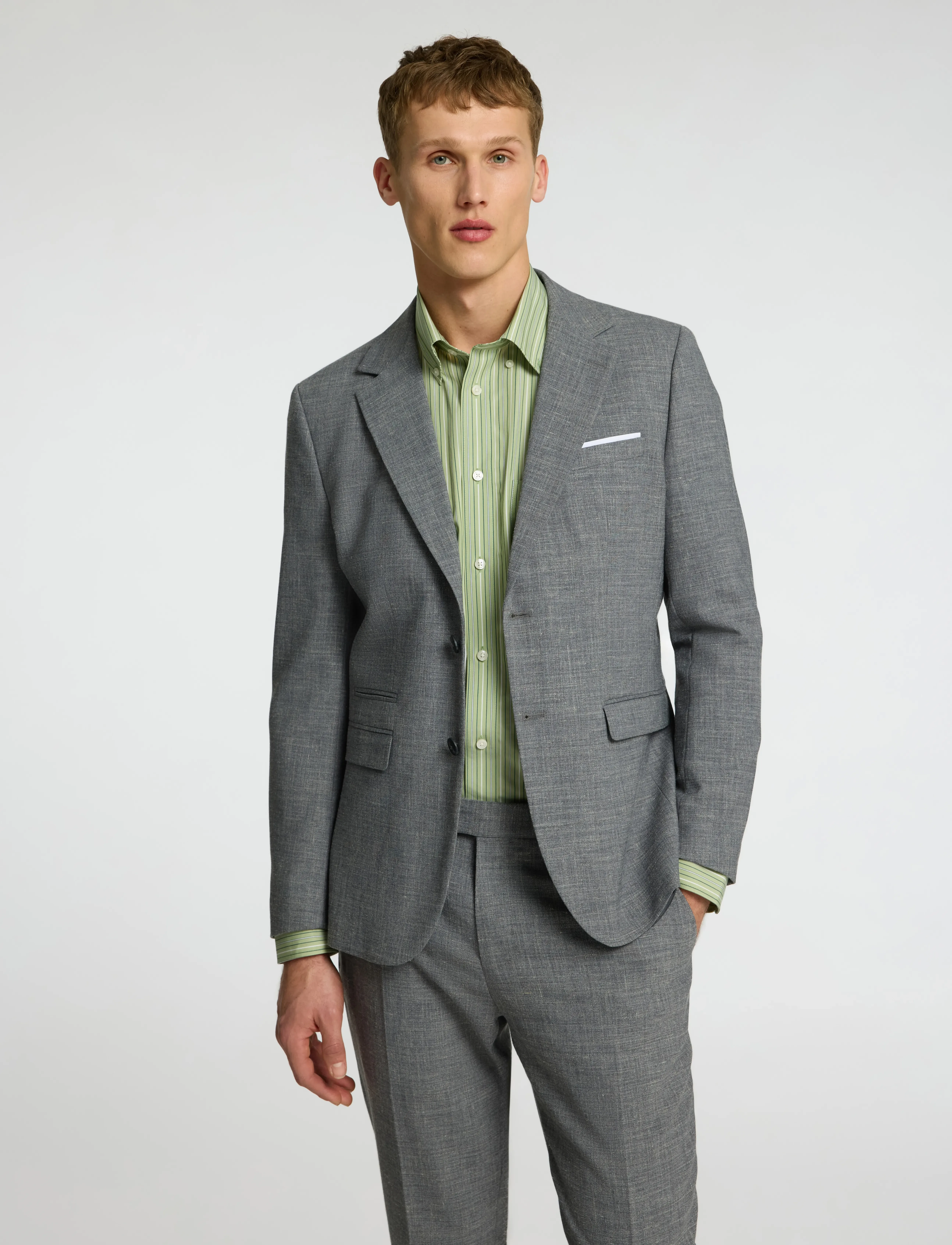 Selected - SLMSLIM-OASIS LINEN TRS NOOS - jakkesætbukser i hør - grey - 3