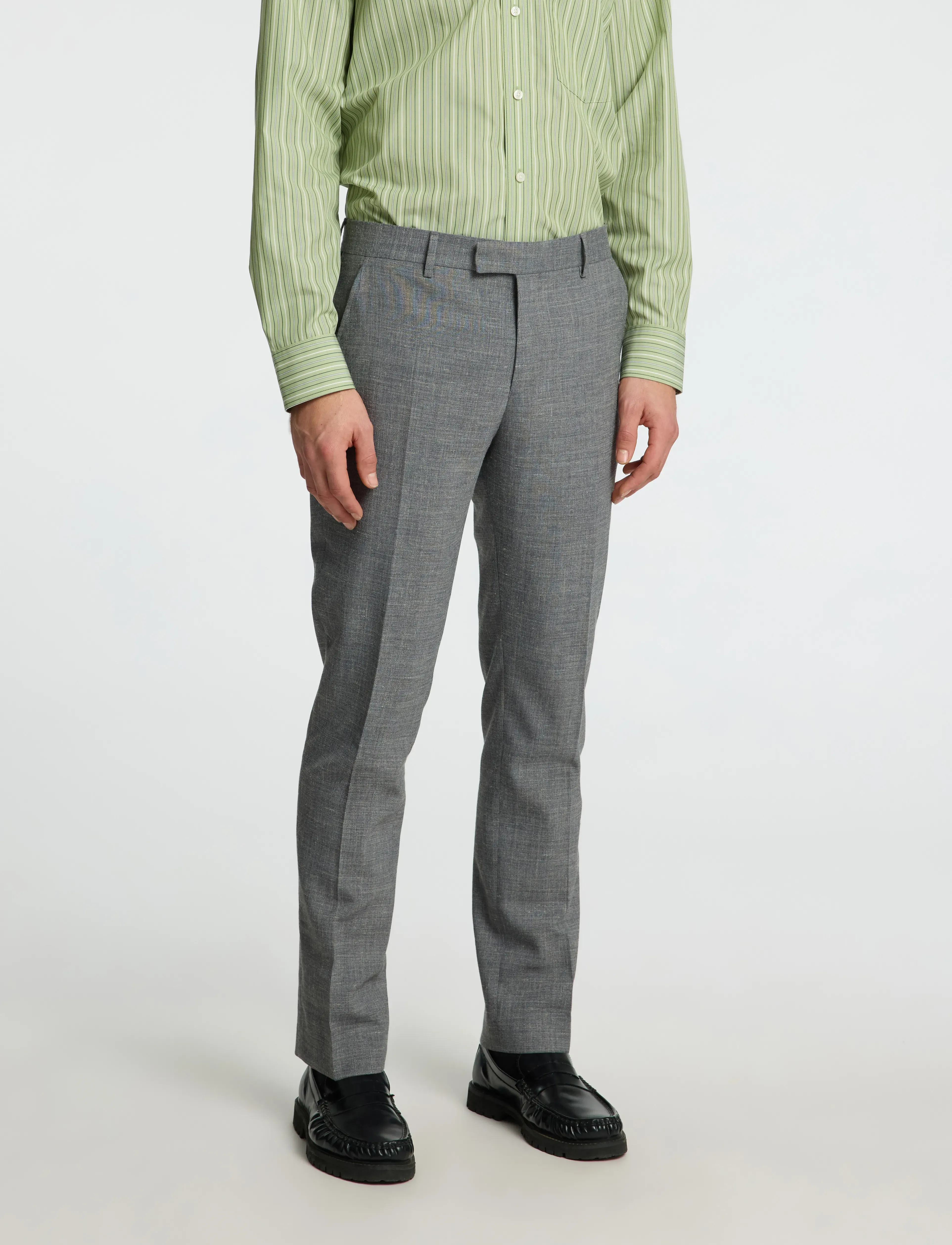 Selected - SLMSLIM-OASIS LINEN TRS NOOS - jakkesætbukser i hør - grey - 4