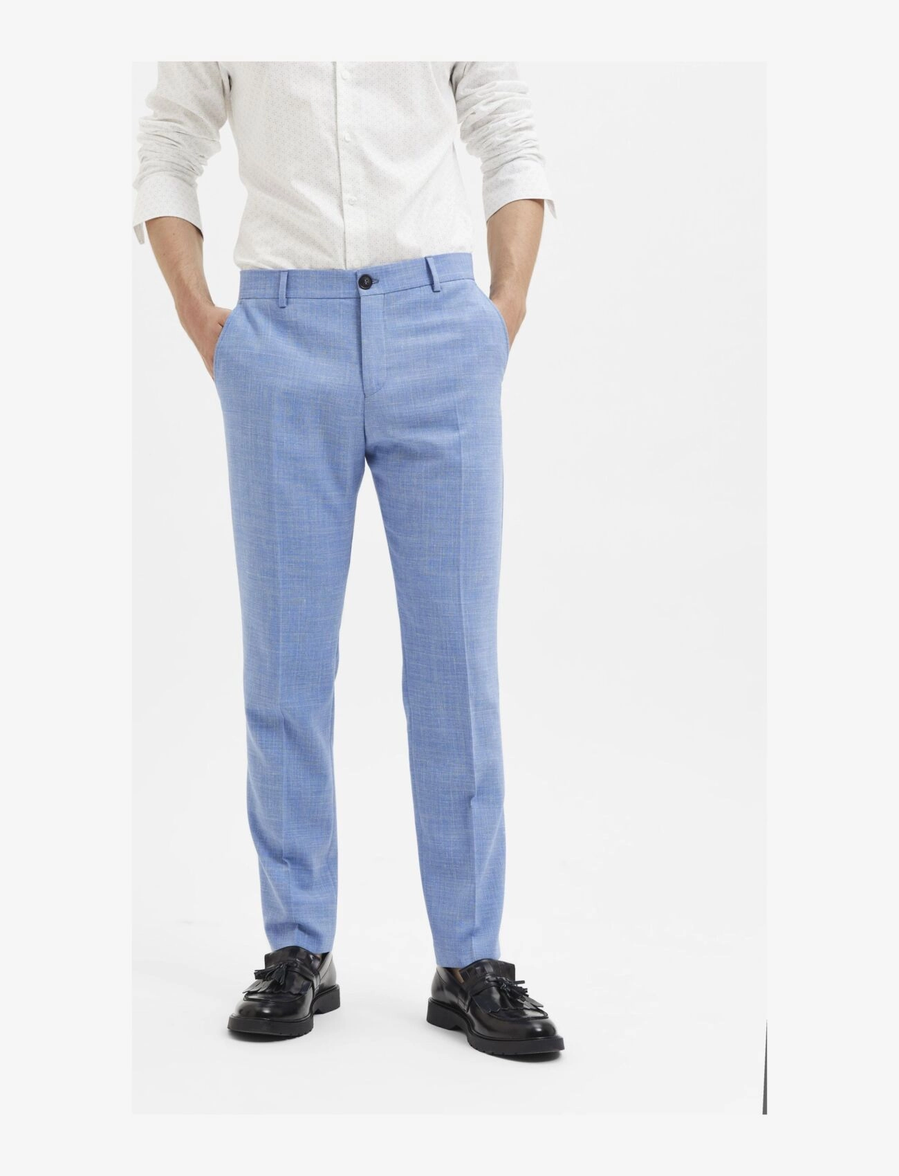 Selected - SLMSLIM-OASIS LINEN TRS NOOS - hørbukser - light blue - 2