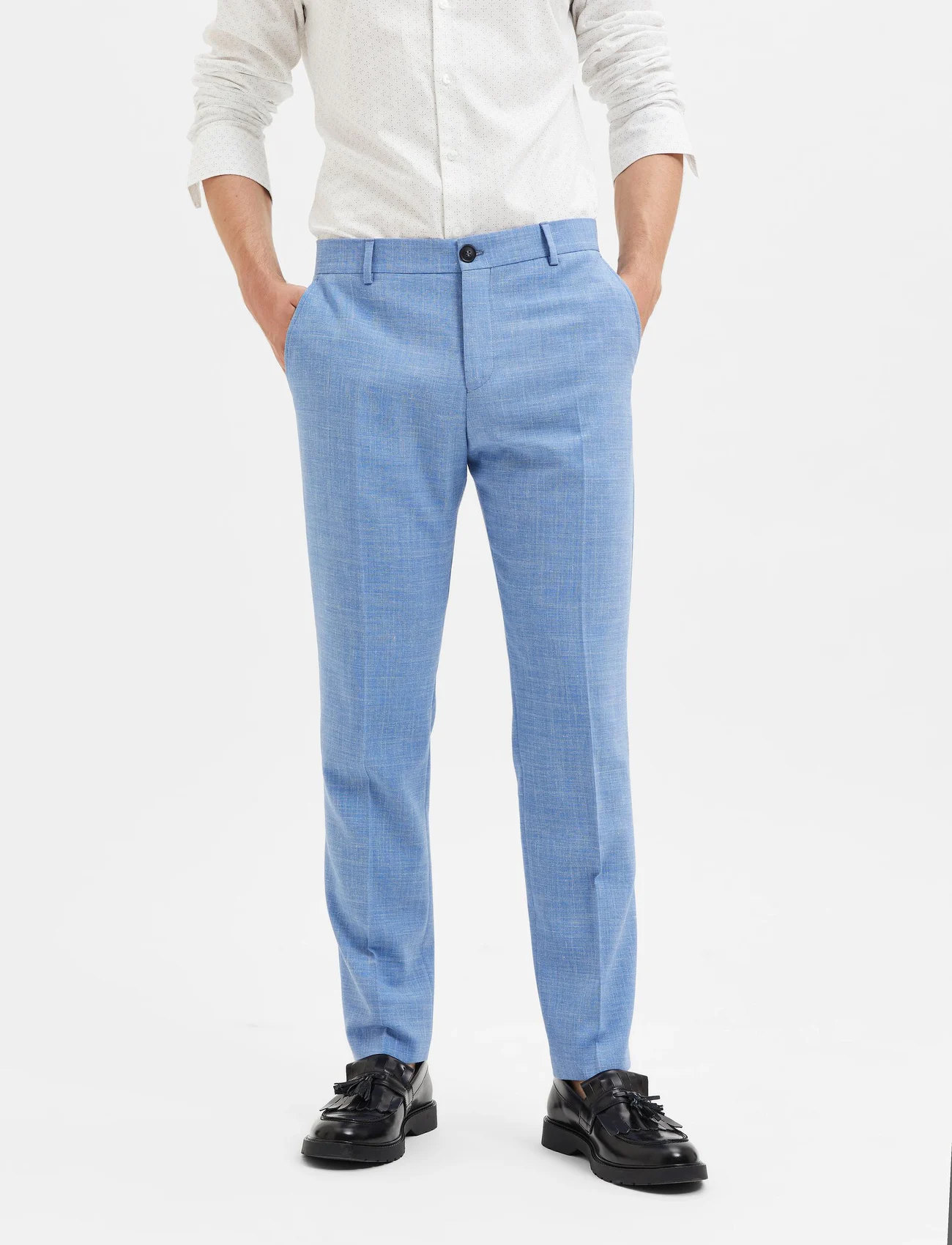 Selected Homme - SLHSLIM-OASIS LINEN TRS NOOS - linen trousers - light blue - 0