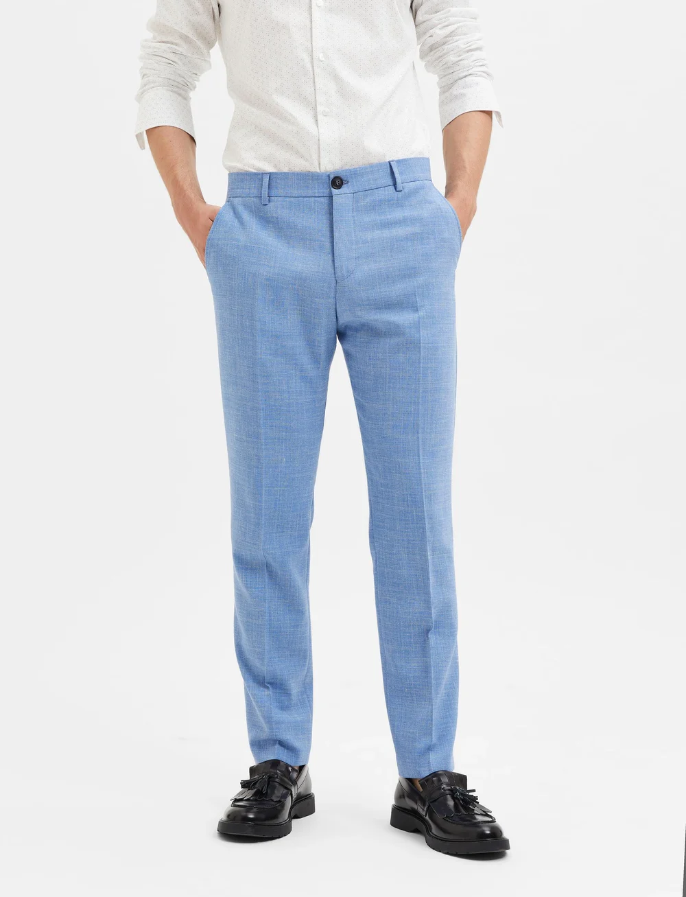 Selected - SLHSLIM-OASIS LINEN TRS NOOS - leinenanzughosen - light blue - 0