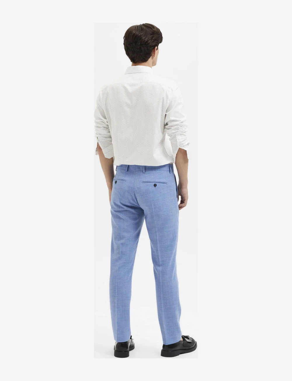 Selected - SLHSLIM-OASIS LINEN TRS NOOS - leinenanzughosen - light blue - 3