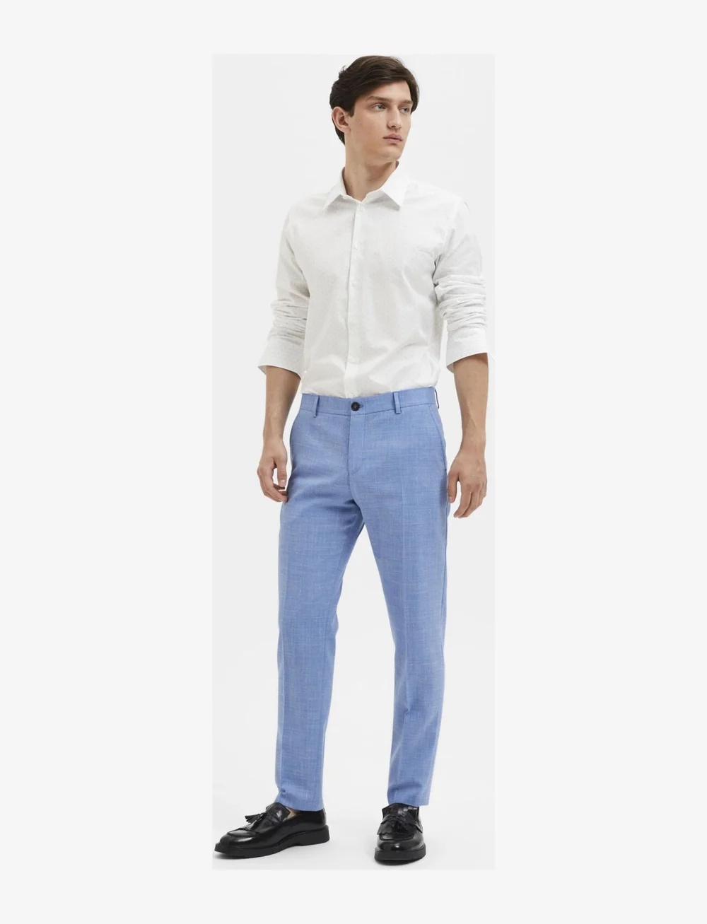 Selected - SLHSLIM-OASIS LINEN TRS NOOS - leinenanzughosen - light blue - 4