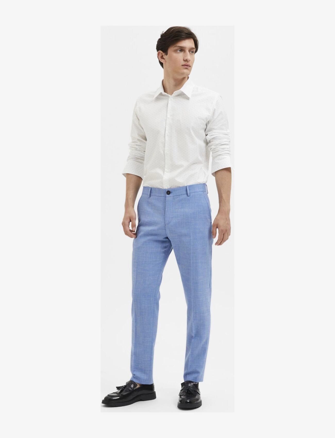 Selected - SLMSLIM-OASIS LINEN TRS NOOS - hørbukser - light blue - 4