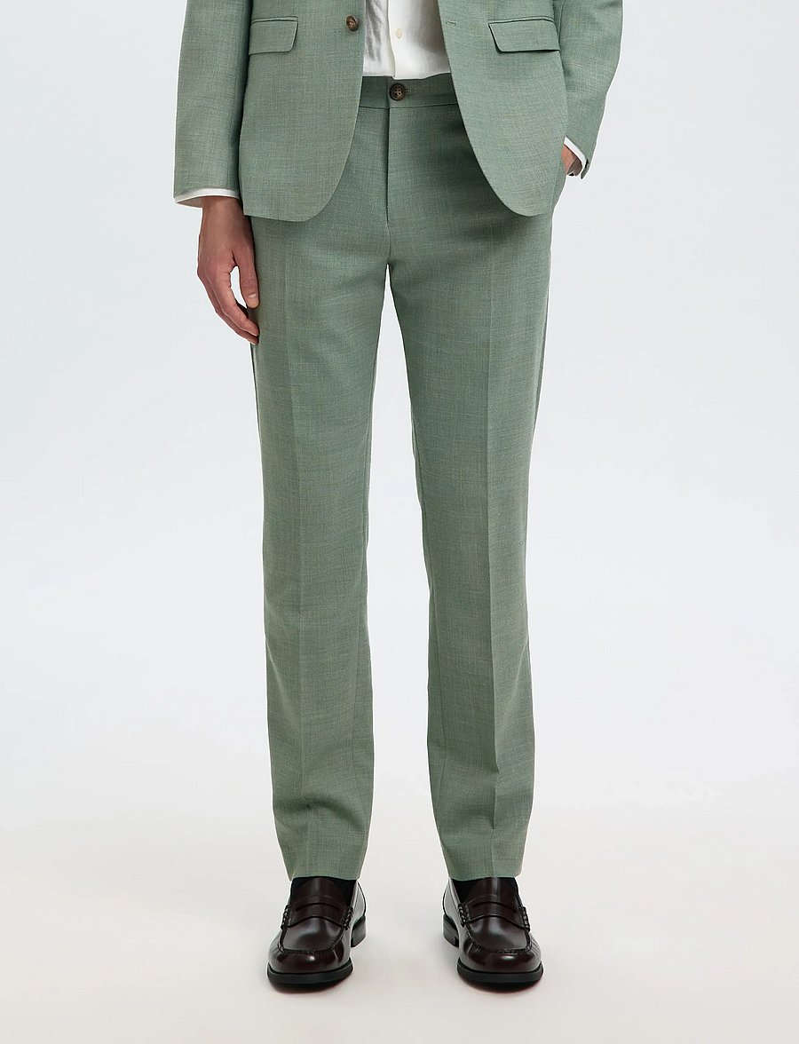 Selected - SLMSLIM-OASIS LINEN TRS NOOS - jakkesætbukser i hør - light green melange - 0
