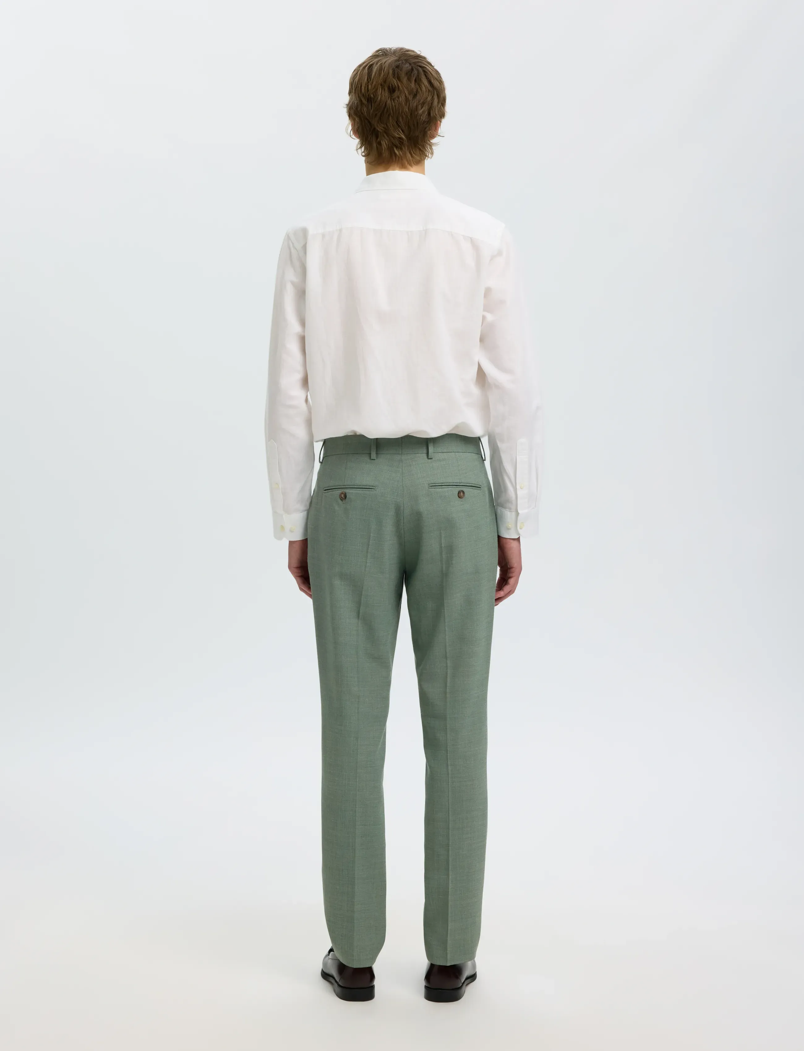 Selected - SLMSLIM-OASIS LINEN TRS NOOS - jakkesætbukser i hør - light green melange - 2