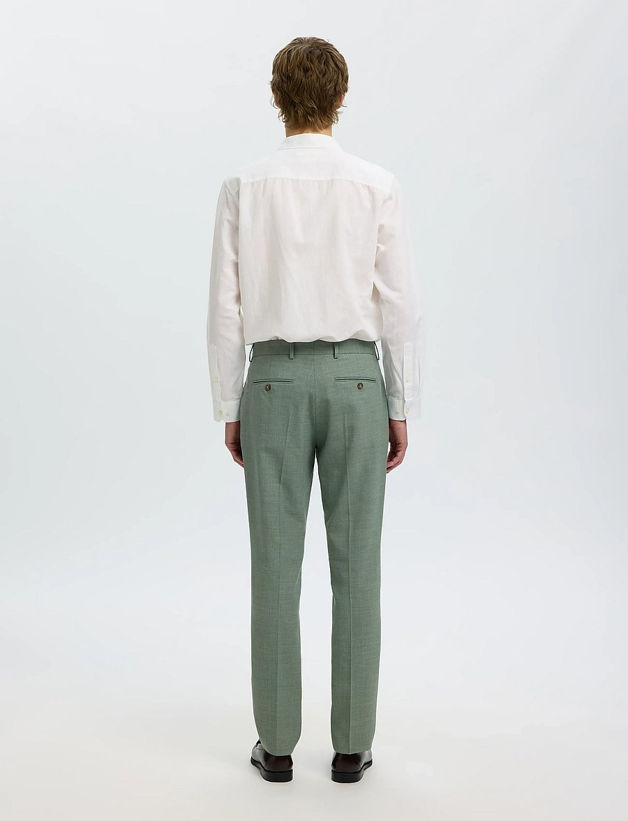 Selected - SLMSLIM-OASIS LINEN TRS NOOS - jakkesætbukser i hør - light green melange - 2