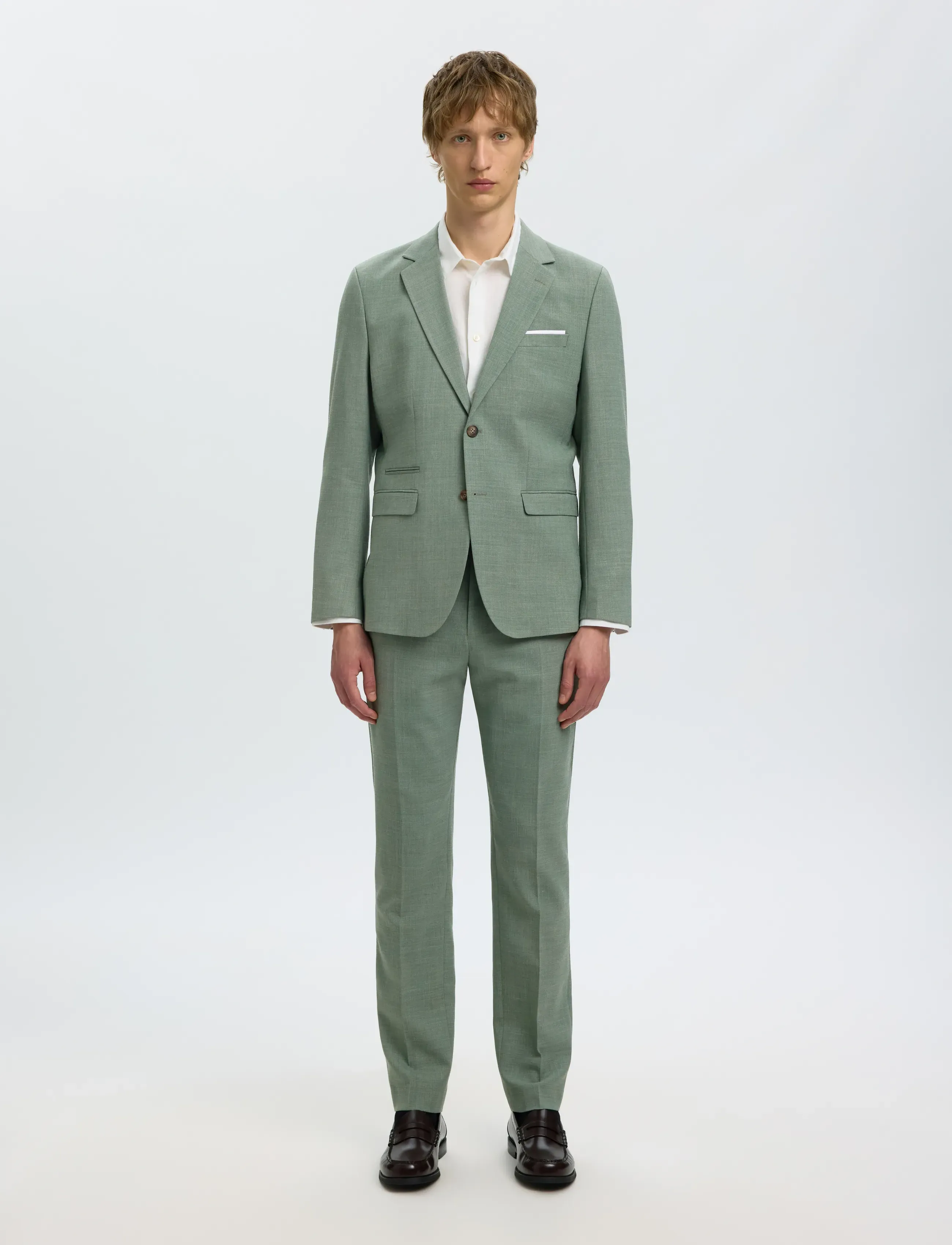 Selected - SLMSLIM-OASIS LINEN TRS NOOS - jakkesætbukser i hør - light green melange - 3