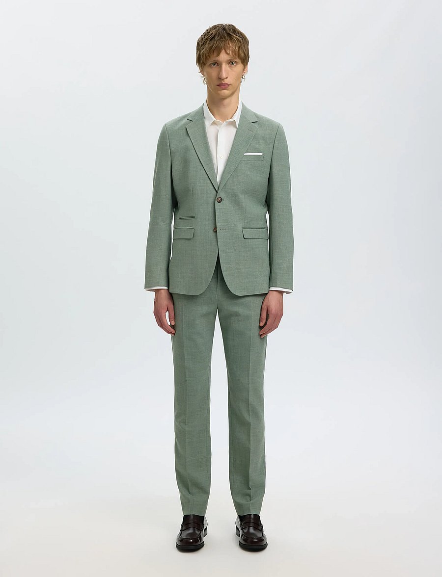 Selected - SLMSLIM-OASIS LINEN TRS NOOS - jakkesætbukser i hør - light green melange - 3