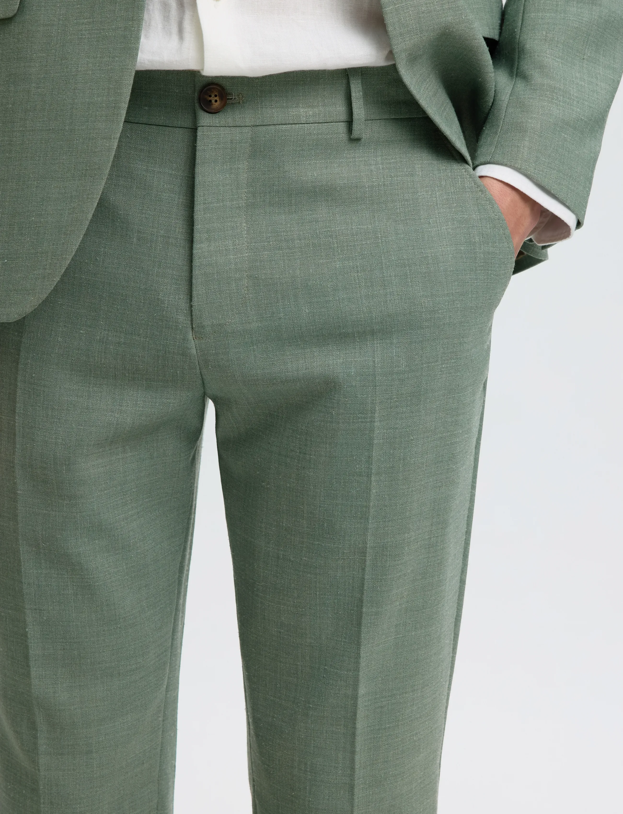 Selected - SLMSLIM-OASIS LINEN TRS NOOS - jakkesætbukser i hør - light green melange - 4