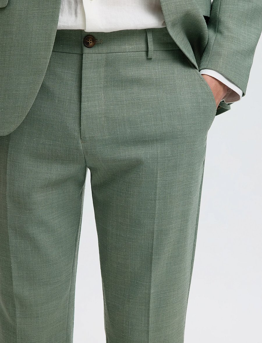 Selected - SLMSLIM-OASIS LINEN TRS NOOS - jakkesætbukser i hør - light green melange - 4