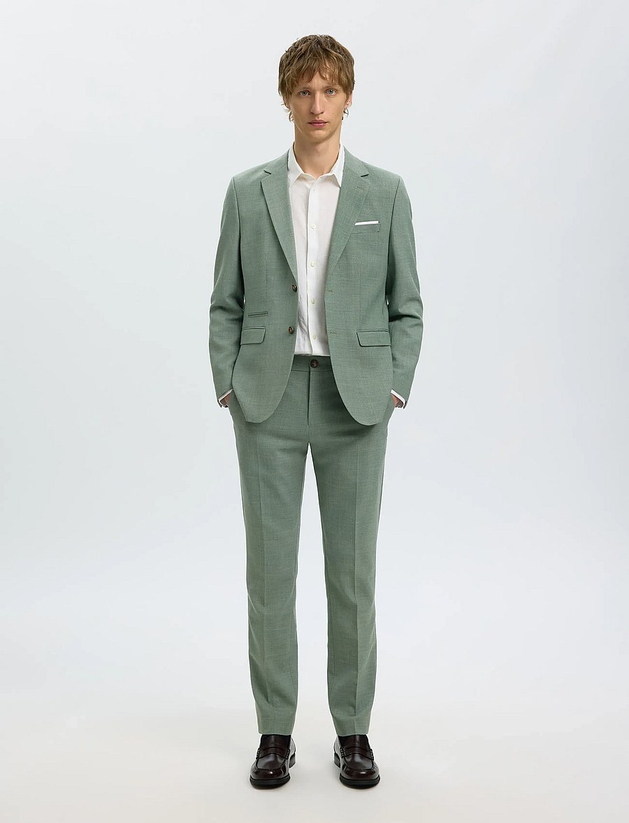 Selected - SLMSLIM-OASIS LINEN TRS NOOS - jakkesætbukser i hør - light green melange - 5