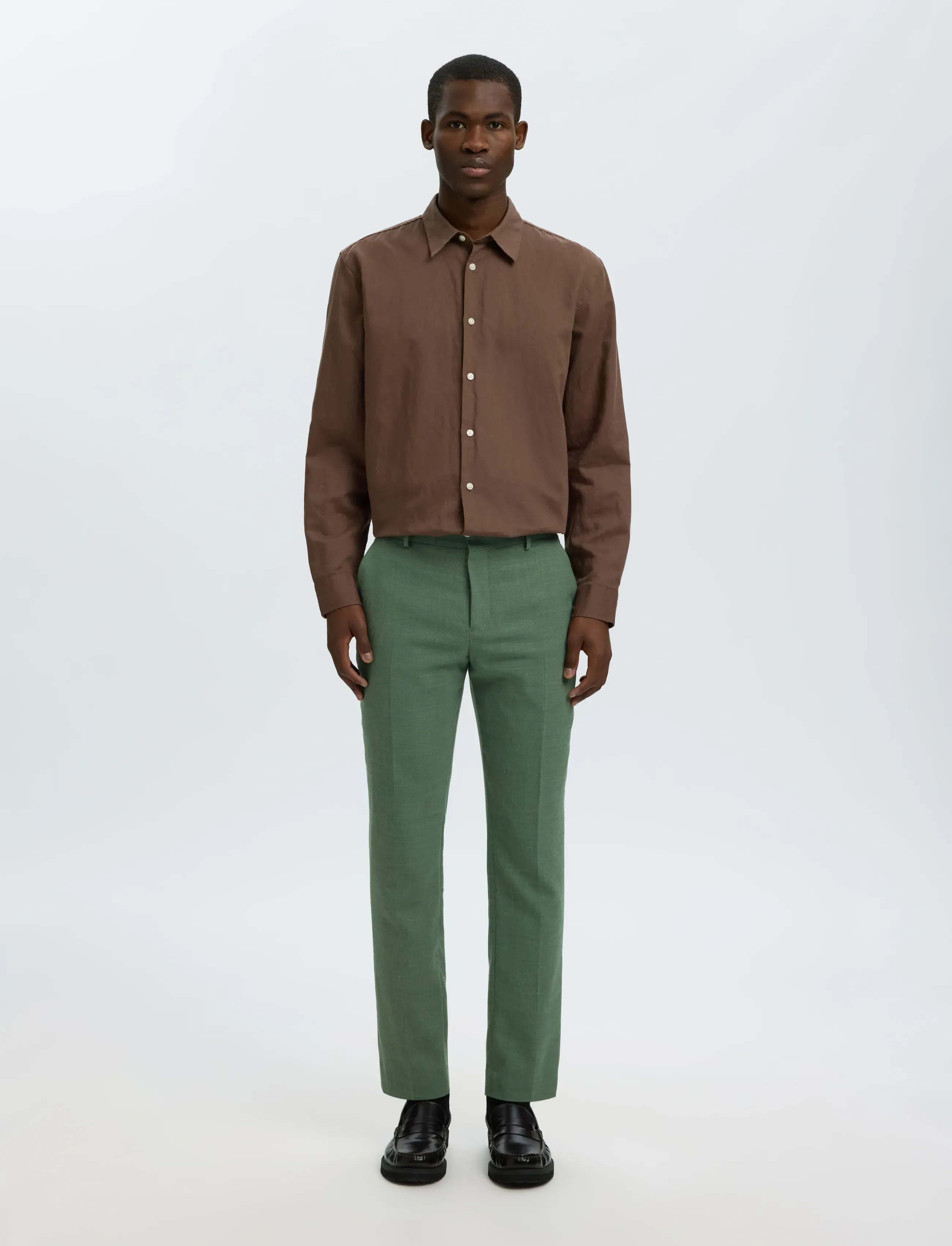Selected - SLMSLIM-OASIS LINEN TRS NOOS - jakkesætbukser i hør - olive green - 3