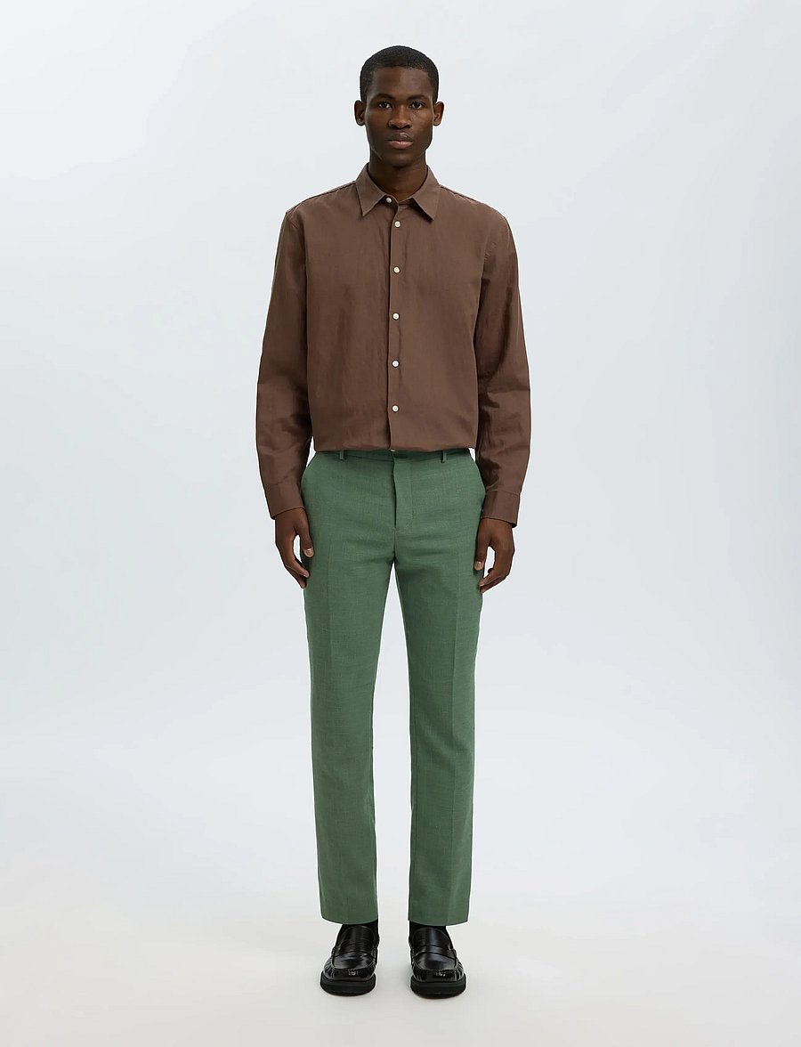 Selected - SLMSLIM-OASIS LINEN TRS NOOS - jakkesætbukser i hør - olive green - 3