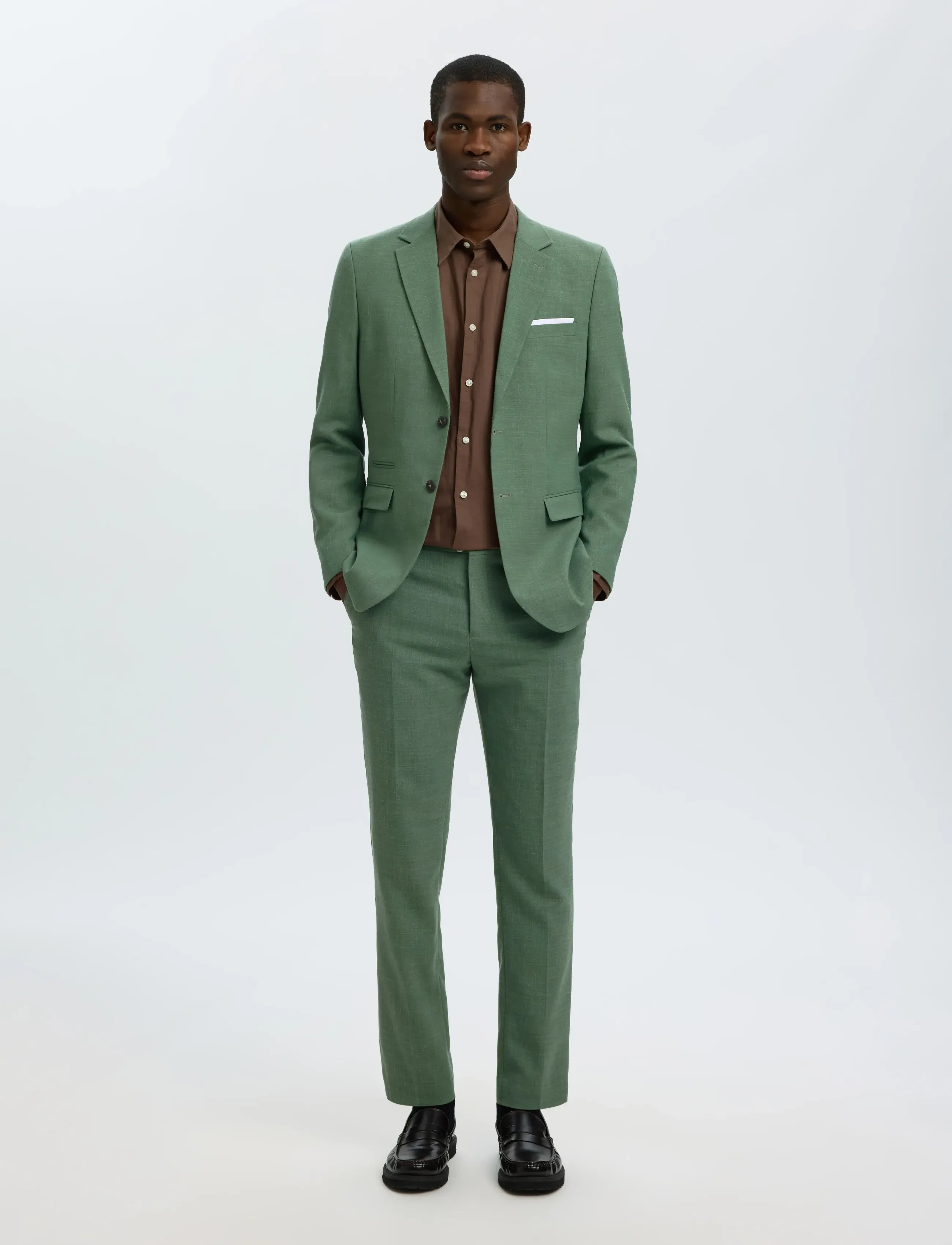 Selected - SLMSLIM-OASIS LINEN TRS NOOS - jakkesætbukser i hør - olive green - 5