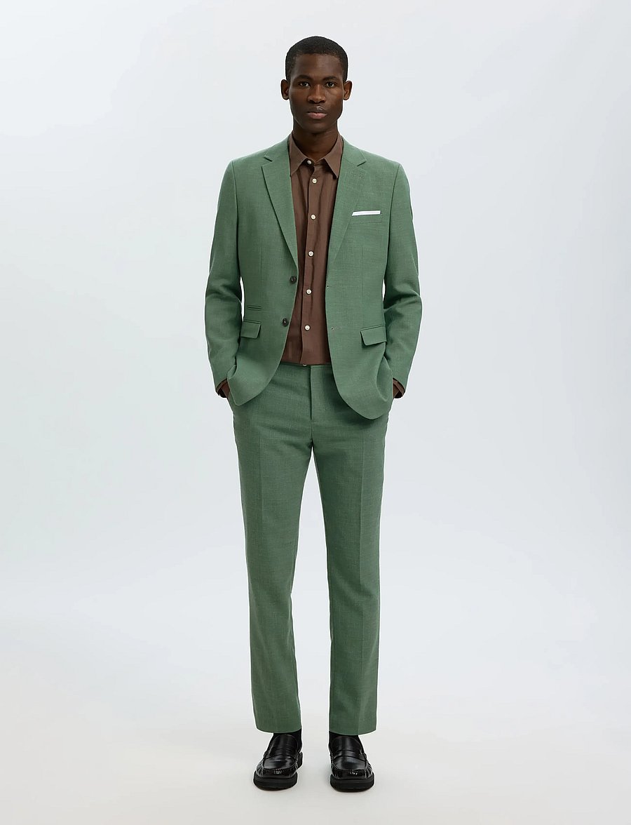Selected - SLMSLIM-OASIS LINEN TRS NOOS - jakkesætbukser i hør - olive green - 5