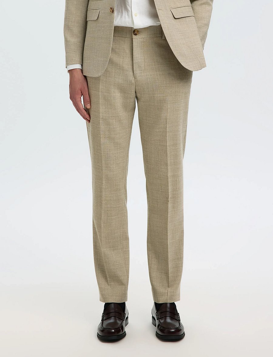 Selected - SLMSLIM-OASIS LINEN TRS NOOS - lininės kostiuminės kelnės - sand - 0