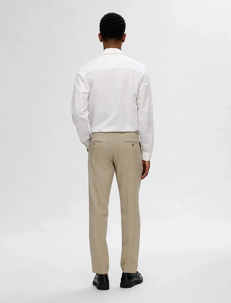 Selected - SLMSLIM-OASIS LINEN TRS NOOS - linne kostymbyxor - sand - 3
