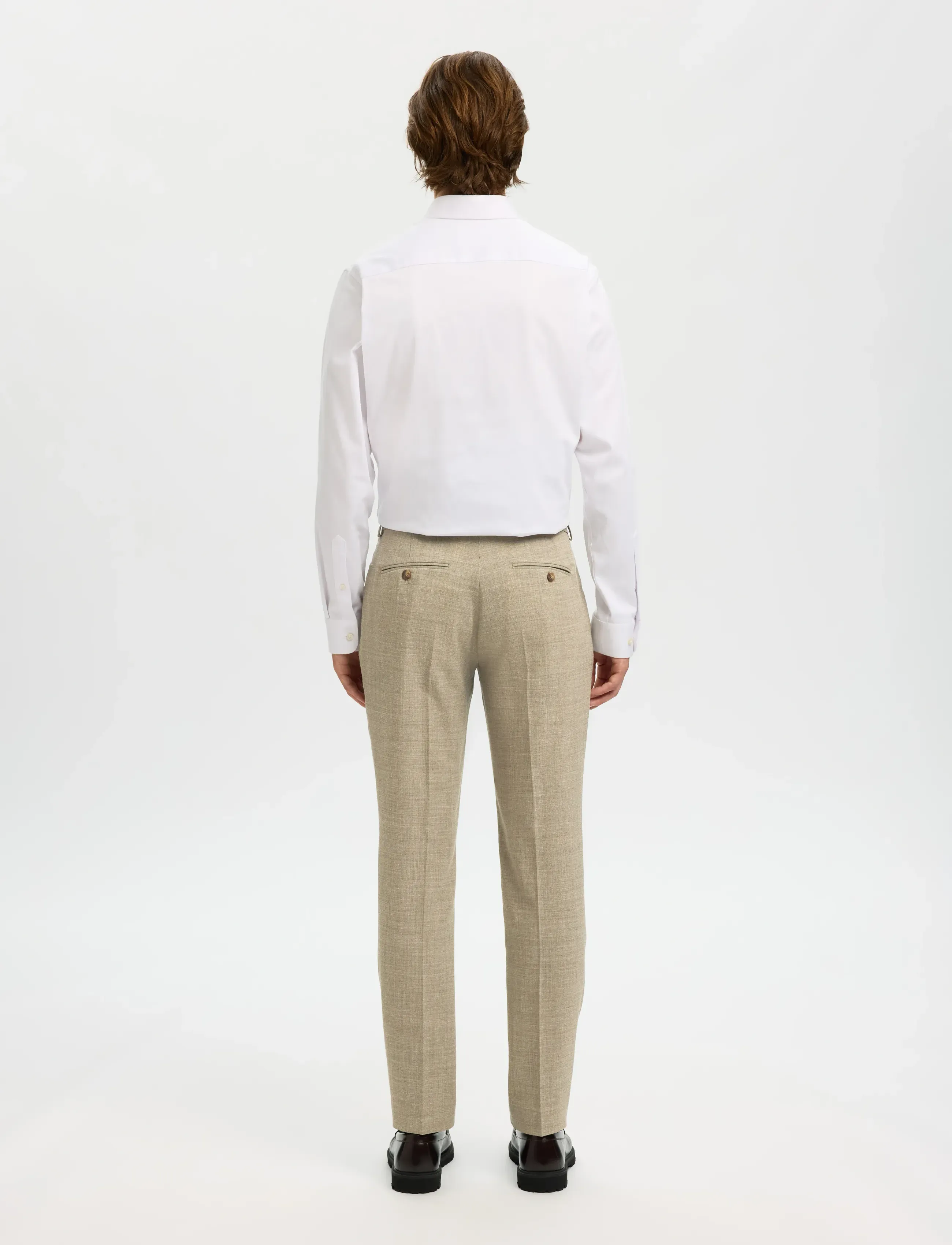 Selected - SLMSLIM-OASIS LINEN TRS NOOS - lininės kostiuminės kelnės - sand - 2