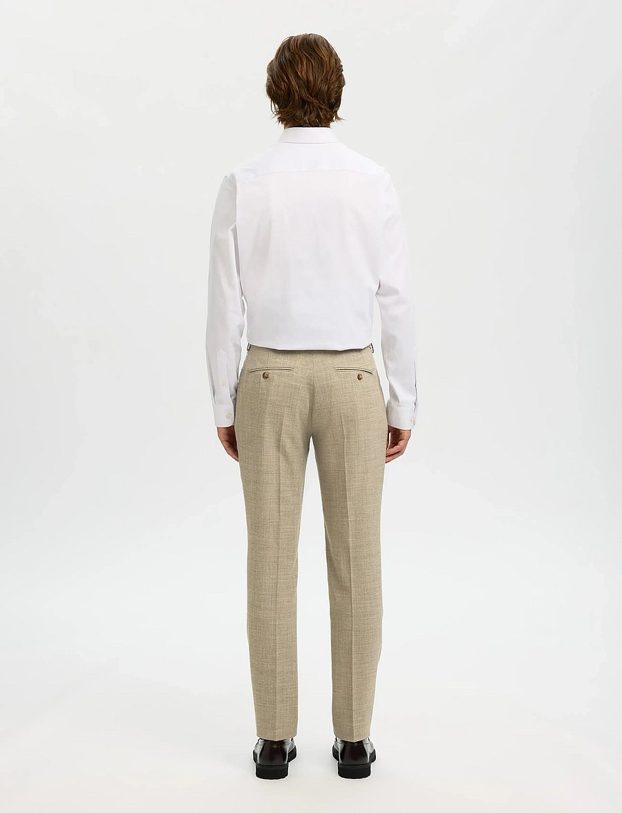 Selected - SLMSLIM-OASIS LINEN TRS NOOS - lininės kostiuminės kelnės - sand - 2
