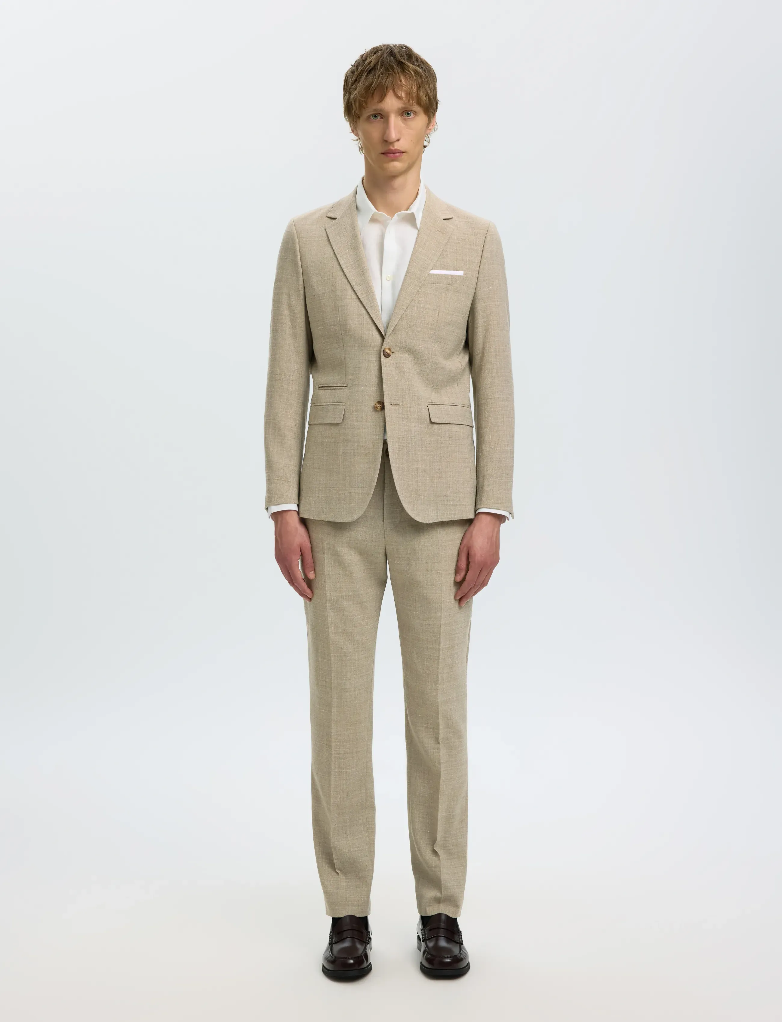 Selected - SLMSLIM-OASIS LINEN TRS NOOS - lininės kostiuminės kelnės - sand - 3