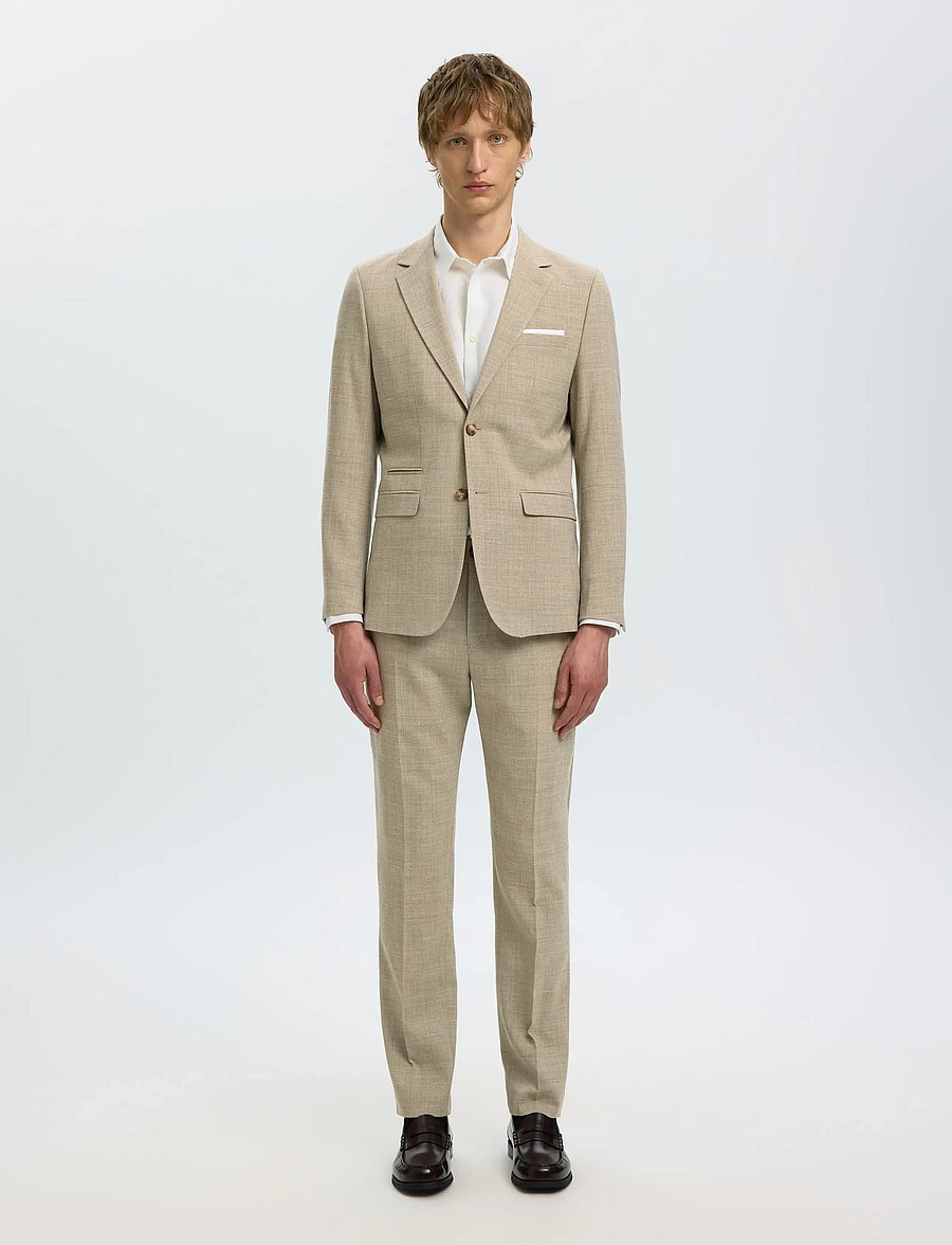 Selected - SLMSLIM-OASIS LINEN TRS NOOS - lininės kostiuminės kelnės - sand - 3