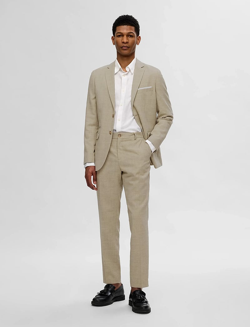 Selected - SLMSLIM-OASIS LINEN TRS NOOS - linne kostymbyxor - sand - 5