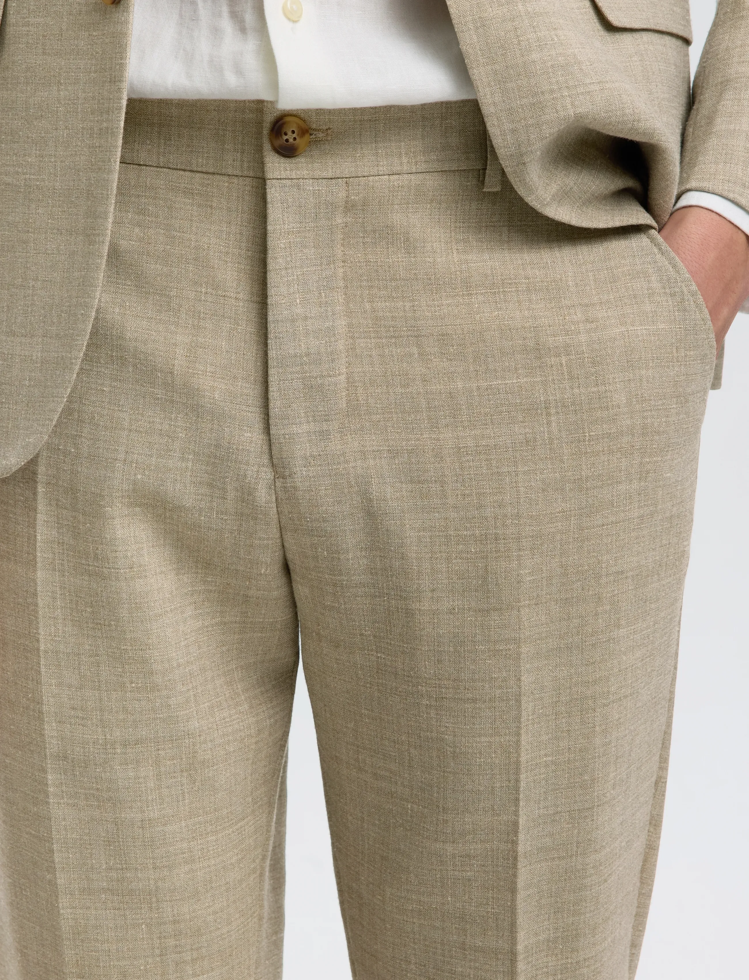 Selected - SLMSLIM-OASIS LINEN TRS NOOS - lininės kostiuminės kelnės - sand - 4